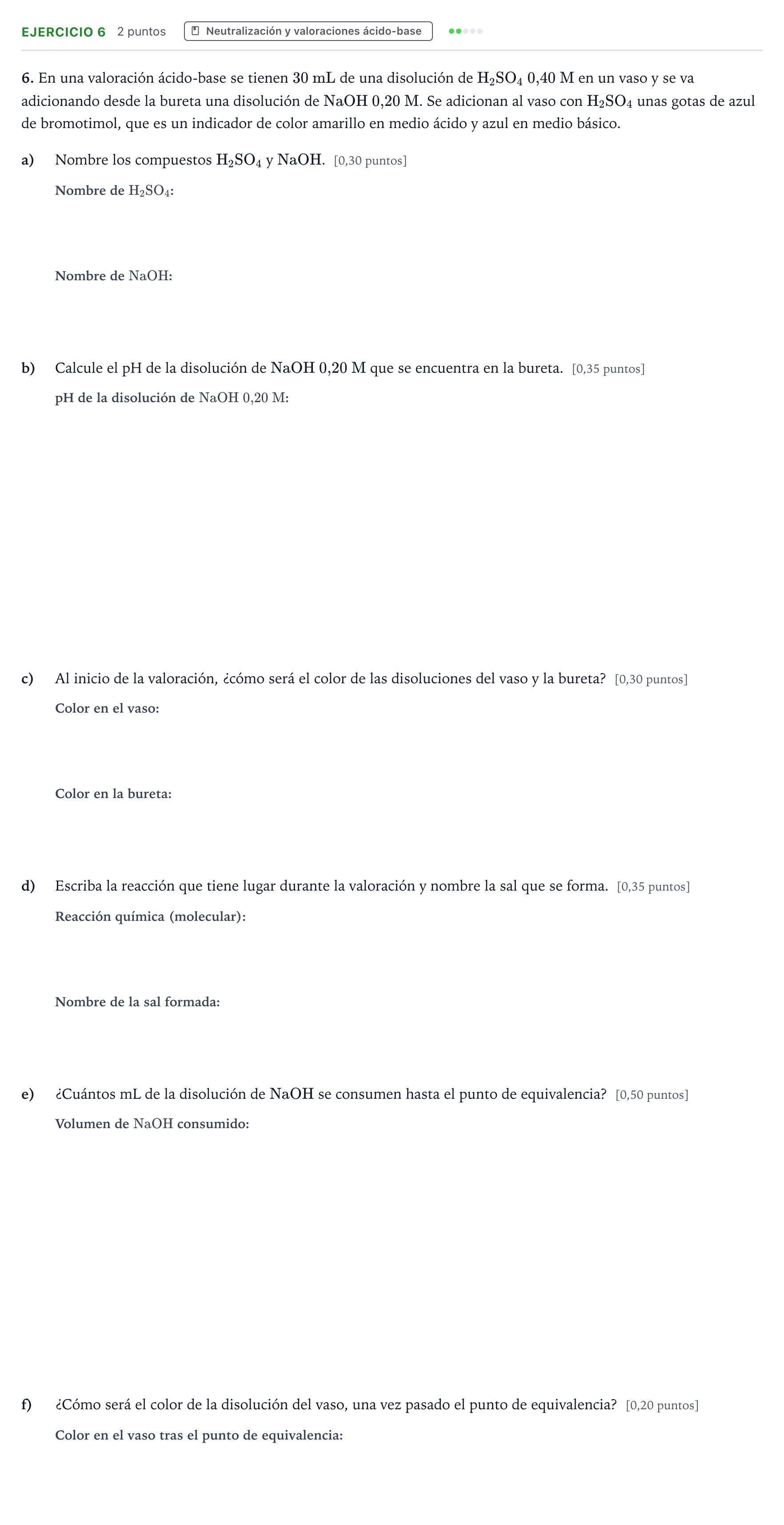 Enunciado: Problema 6 · Química PAU Murcia Extraordinaria 2024