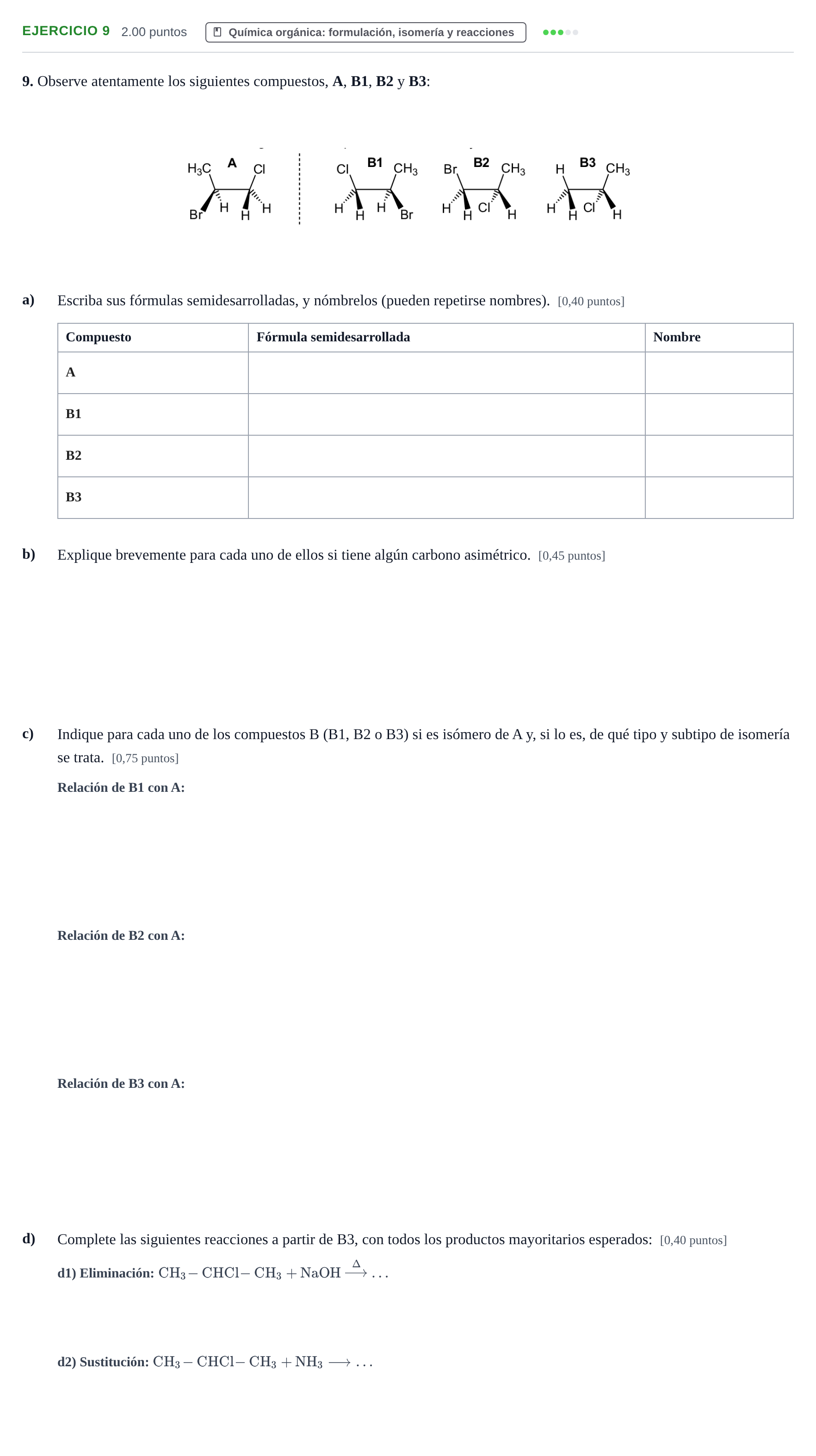 Enunciado: Problema 9 · Química PAU Murcia Extraordinaria 2024