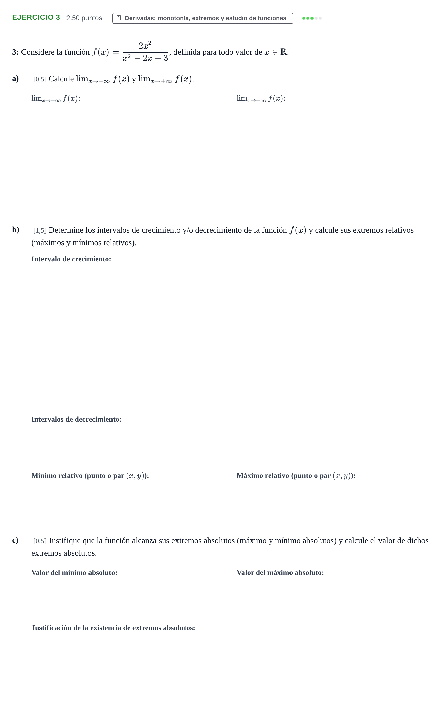 Enunciado: Problema 3 · Matemáticas II PAU Murcia Extraordinaria 2024