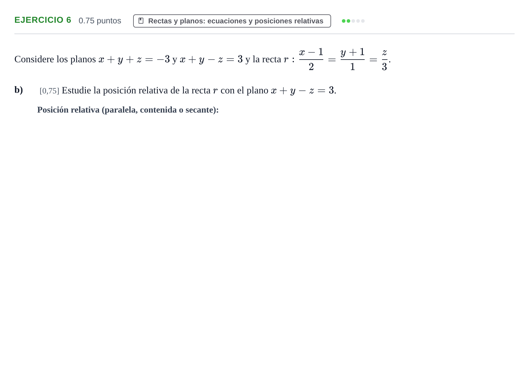 Enunciado: Ejercicio 6 - Rectas y planos · Matemáticas II PAU Murcia Extraordinaria 2024