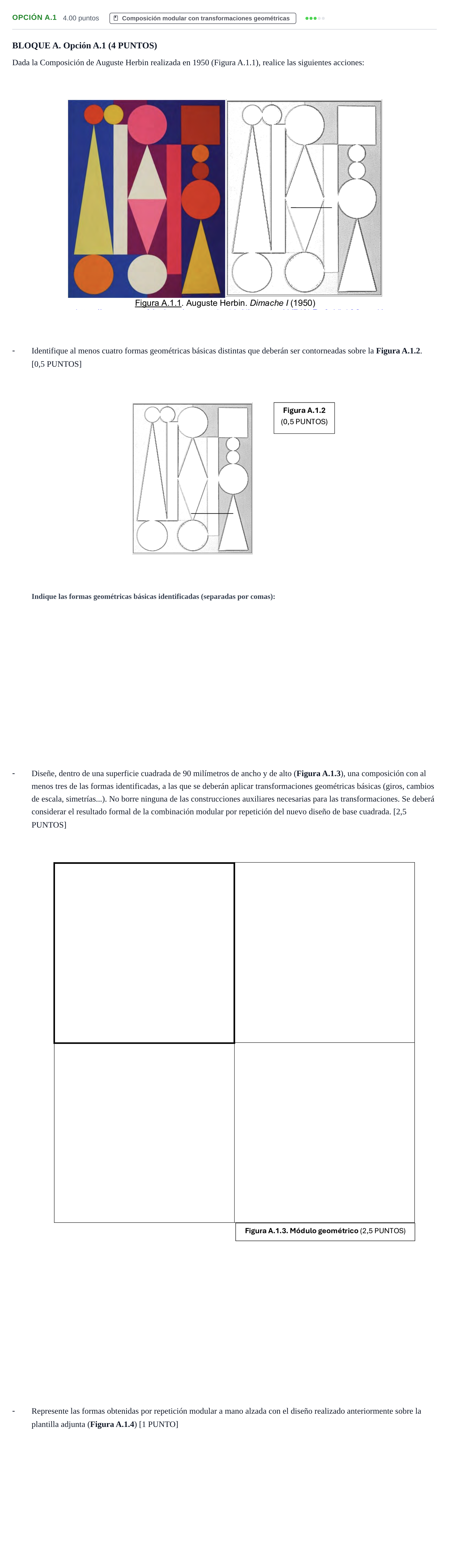 Enunciado: Opción A.1 · Dibujo Técnico Aplicado a las Artes Plásticas y al Diseño PAU Murcia Extraordinaria 2024