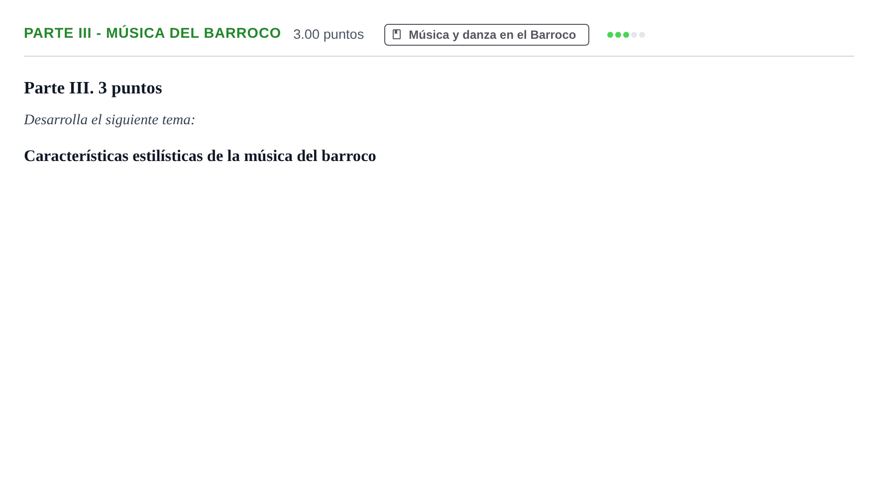 Enunciado: Ejercicio Parte III - Música del barroco · Historia de la Música y de la Danza PAU Murcia Extraordinaria 2024