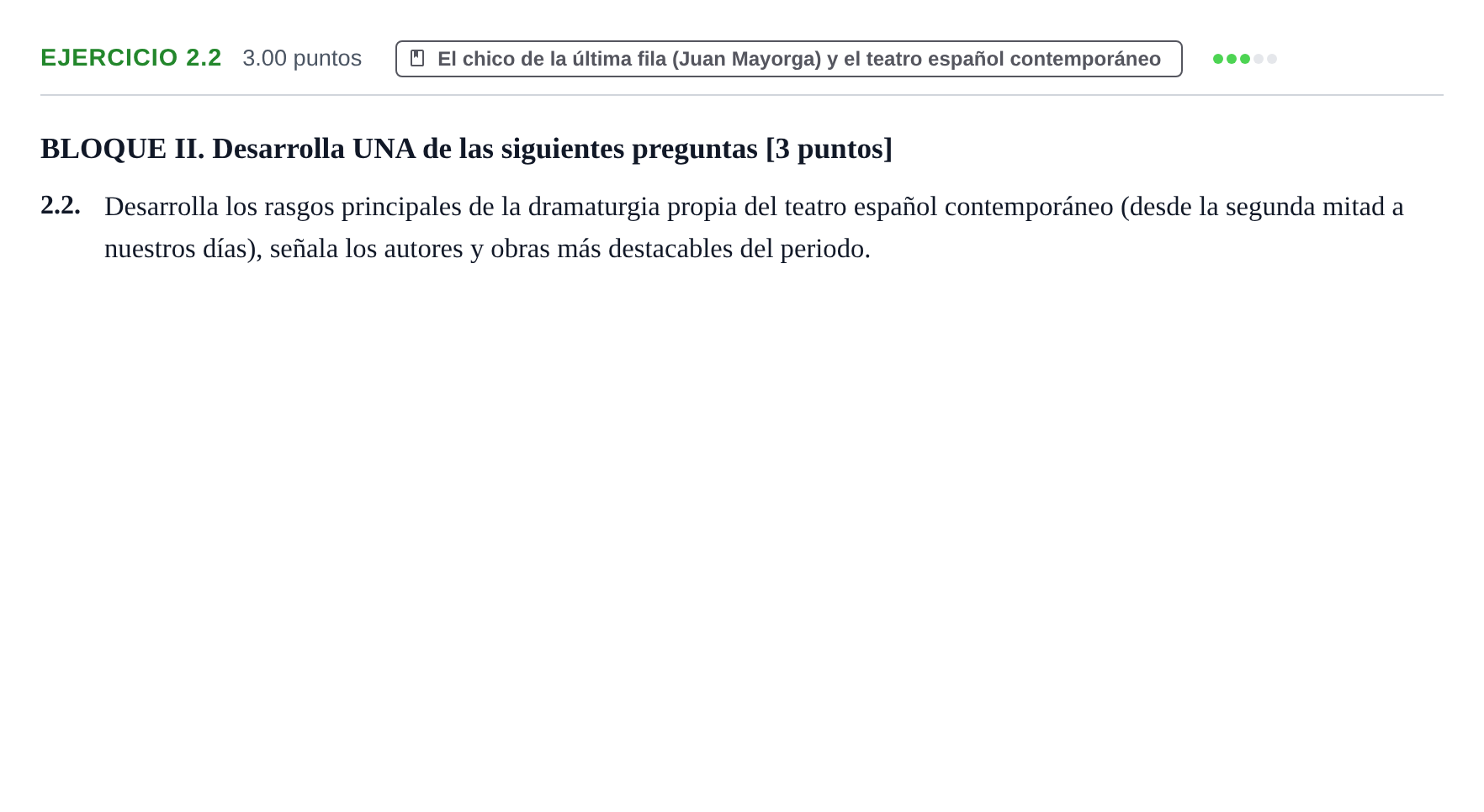 Enunciado: Ejercicio 2.2 · Literatura Dramática PAU Murcia Ordinaria 2024