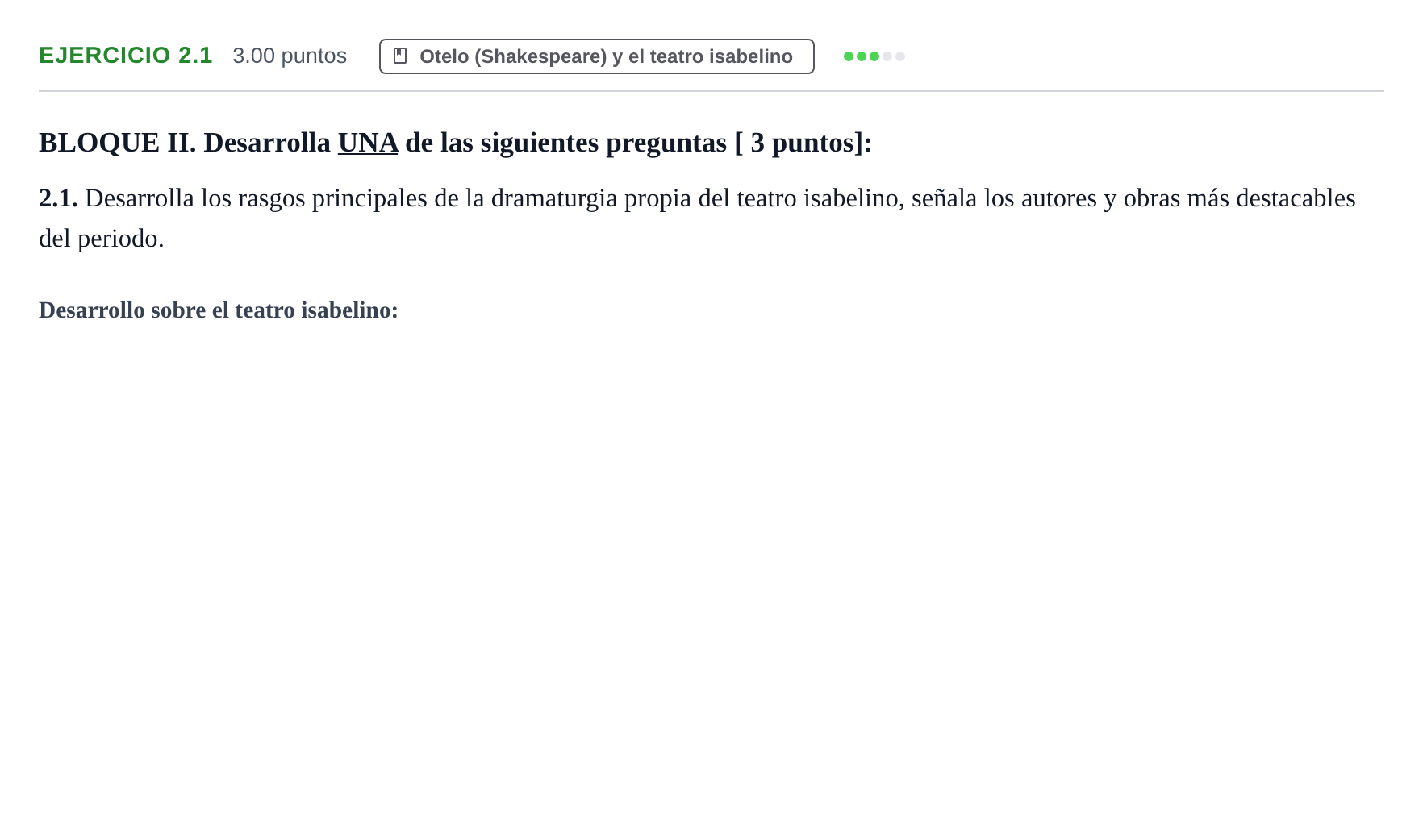 Enunciado: Ejercicio 2.1 · Literatura Dramática PAU Murcia Extraordinaria 2024