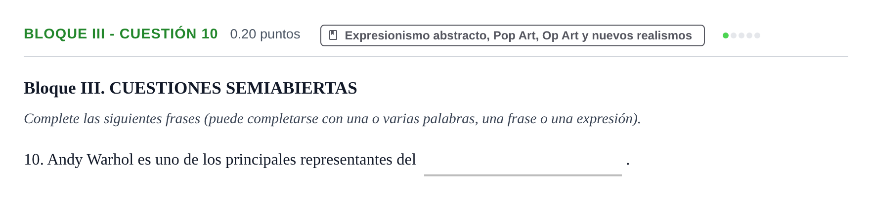 Enunciado: Bloque III - Cuestión 10 · Movimientos Culturales y Artísticos PAU Murcia Ordinaria 2024