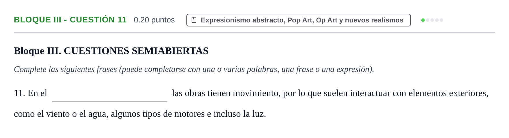 Enunciado: Bloque III - Cuestión 11 · Movimientos Culturales y Artísticos PAU Murcia Ordinaria 2024