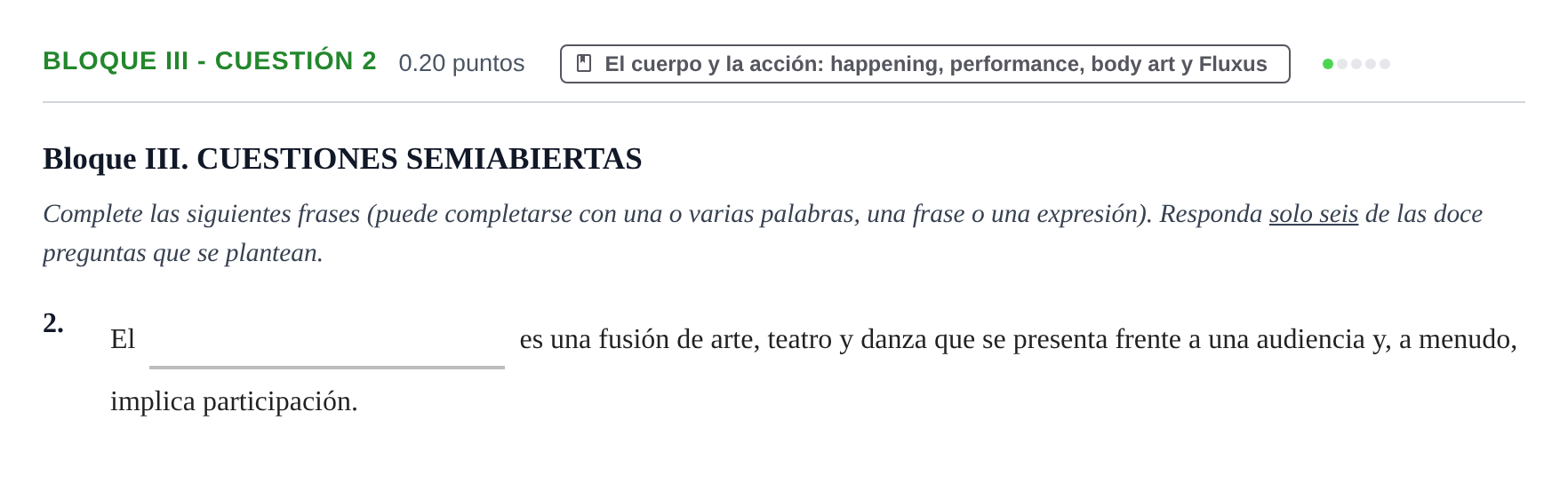 Enunciado: Bloque III - Cuestión 2 · Movimientos Culturales y Artísticos PAU Murcia Ordinaria 2024