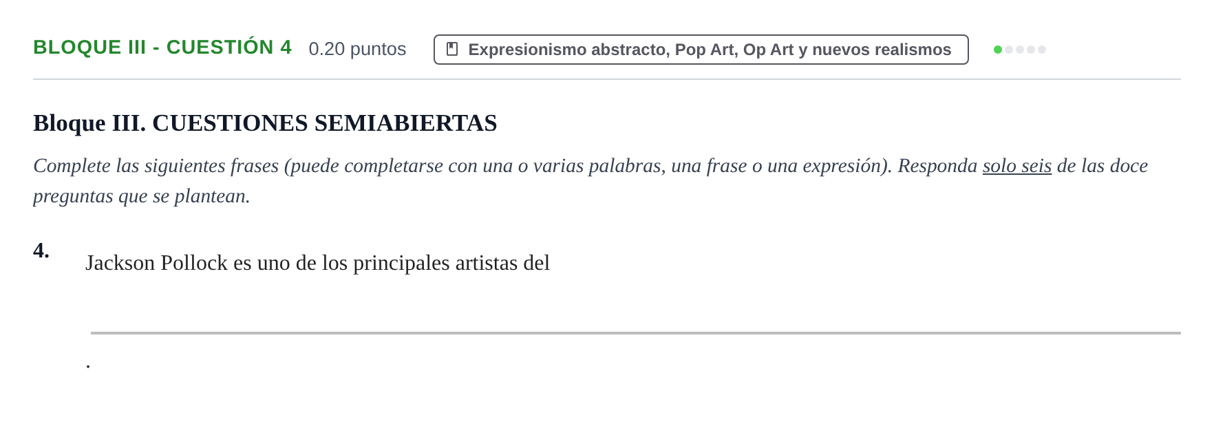 Enunciado: Bloque III - Cuestión 4 · Movimientos Culturales y Artísticos PAU Murcia Ordinaria 2024