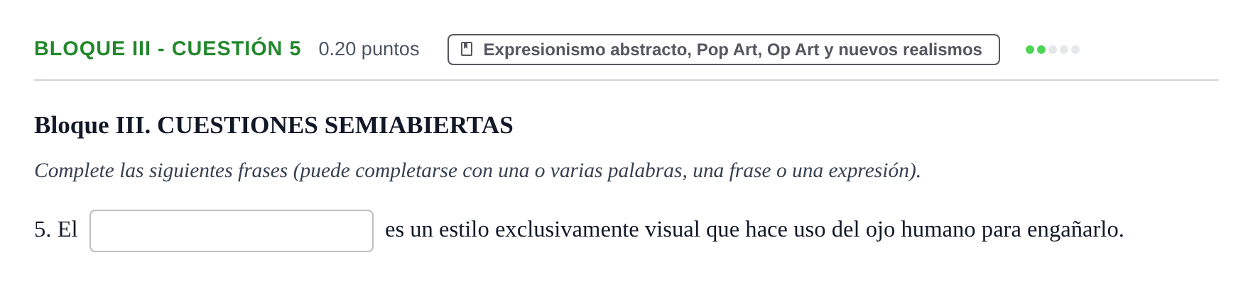 Enunciado: Bloque III - Cuestión 5 · Movimientos Culturales y Artísticos PAU Murcia Ordinaria 2024