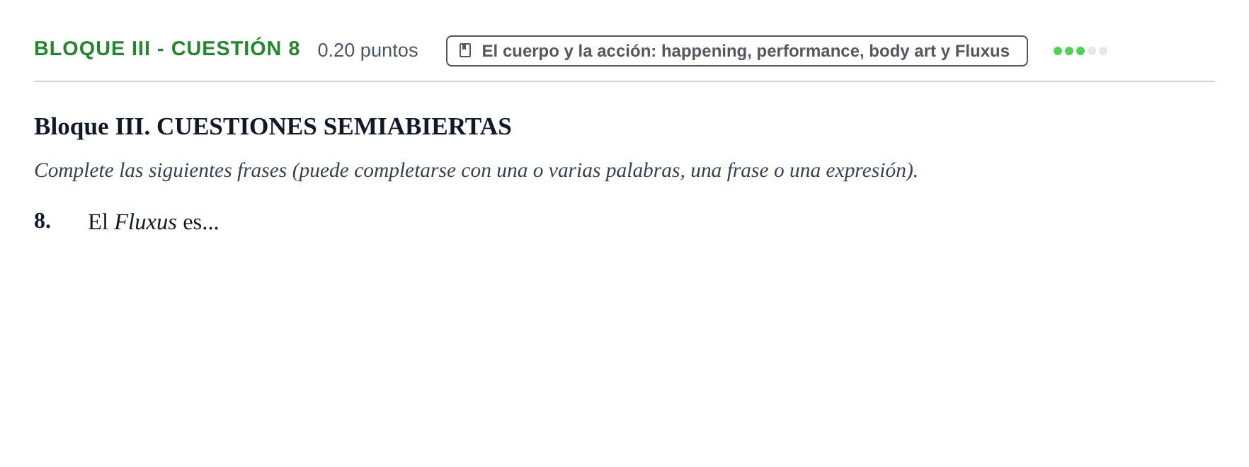 Enunciado: Bloque III - Cuestión 8 · Movimientos Culturales y Artísticos PAU Murcia Ordinaria 2024