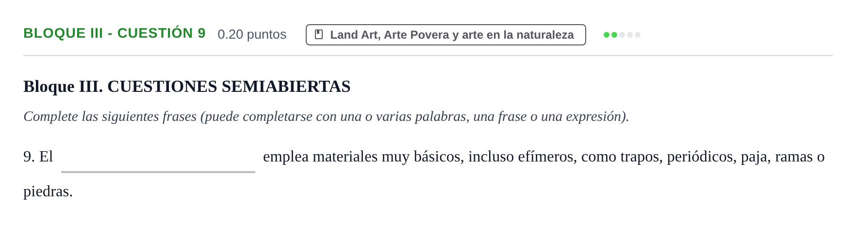Enunciado: Bloque III - Cuestión 9 · Movimientos Culturales y Artísticos PAU Murcia Ordinaria 2024