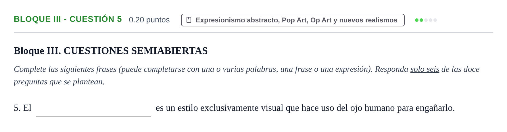 Enunciado: Bloque III - Cuestión 5 · Movimientos Culturales y Artísticos PAU Murcia Extraordinaria 2024