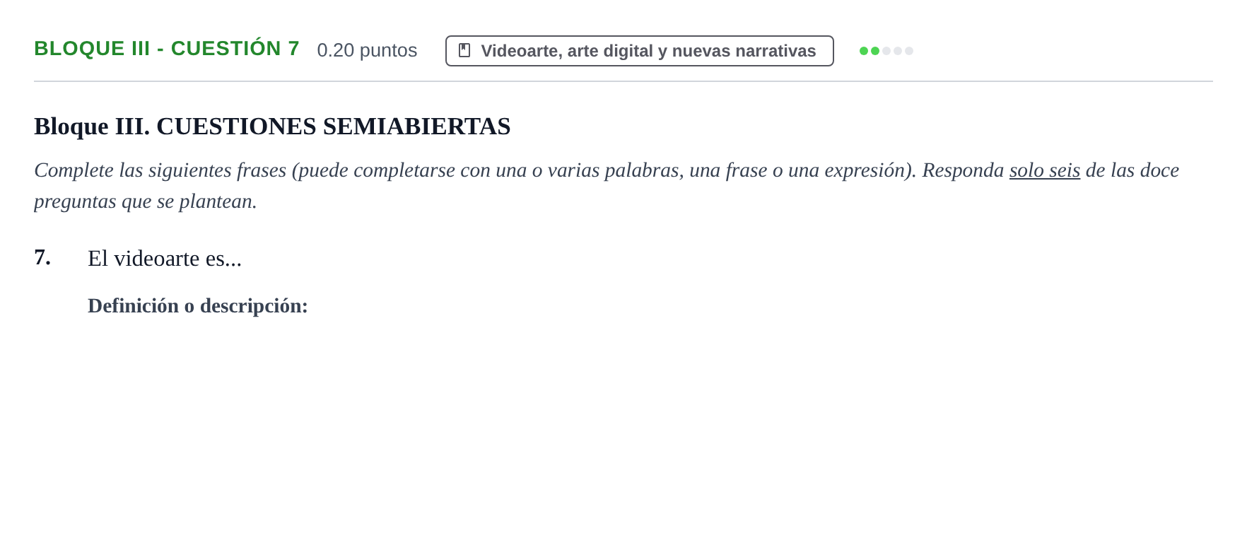 Enunciado: Bloque III - Cuestión 7 · Movimientos Culturales y Artísticos PAU Murcia Extraordinaria 2024