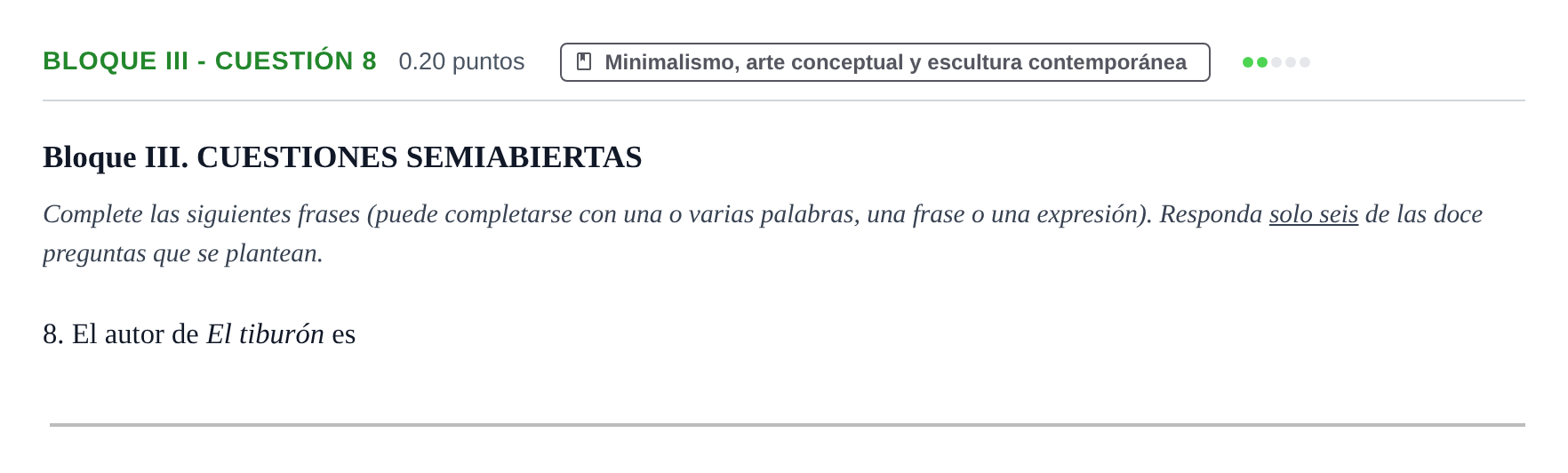 Enunciado: Bloque III - Cuestión 8 · Movimientos Culturales y Artísticos PAU Murcia Extraordinaria 2024
