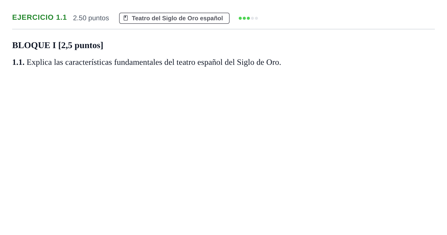 Enunciado: Ejercicio 1.1 · Artes Escénicas PAU Murcia Ordinaria 2023