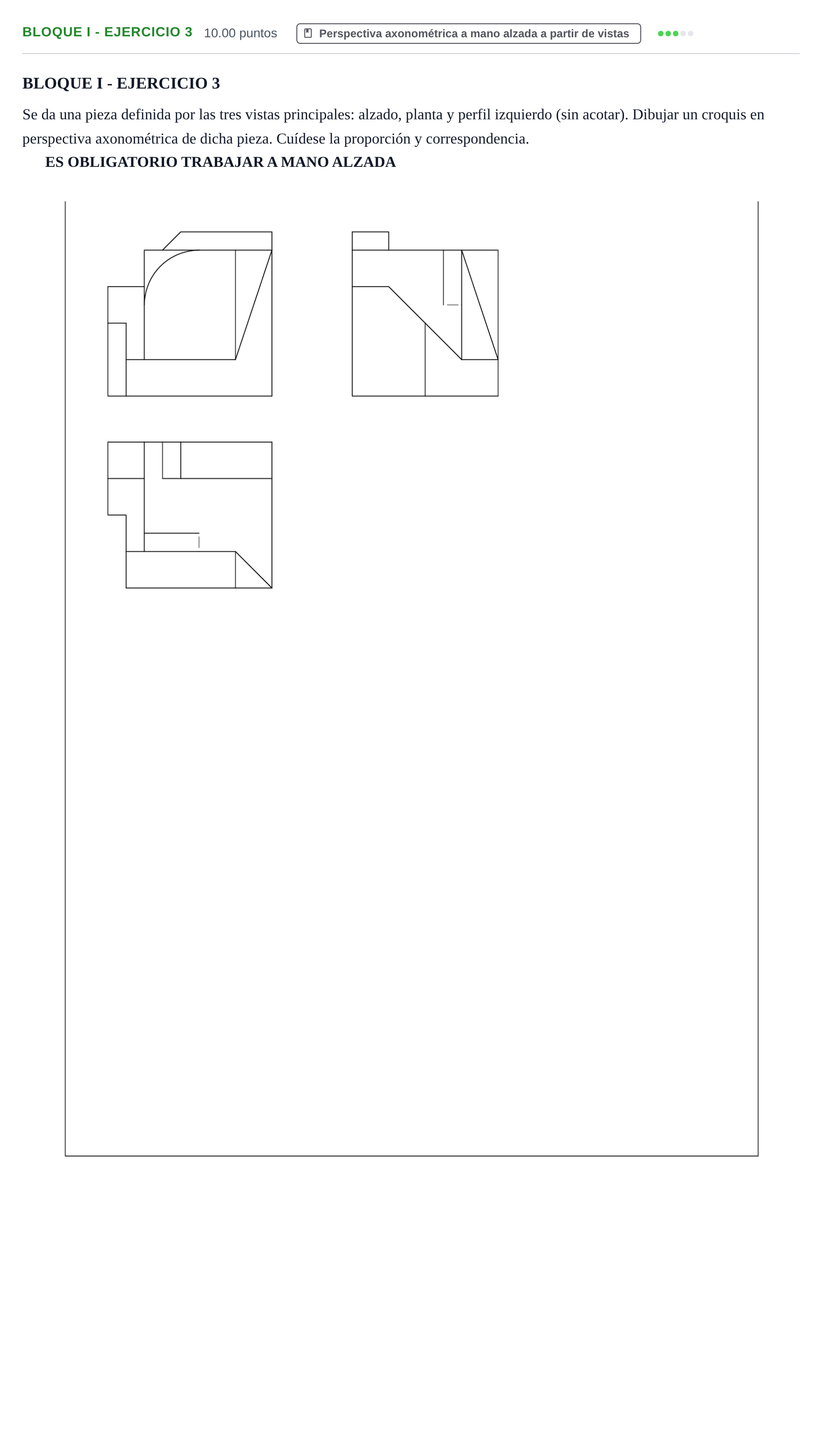 Enunciado: Bloque I - Ejercicio 3 · Dibujo técnico II PAU Murcia Ordinaria 2023