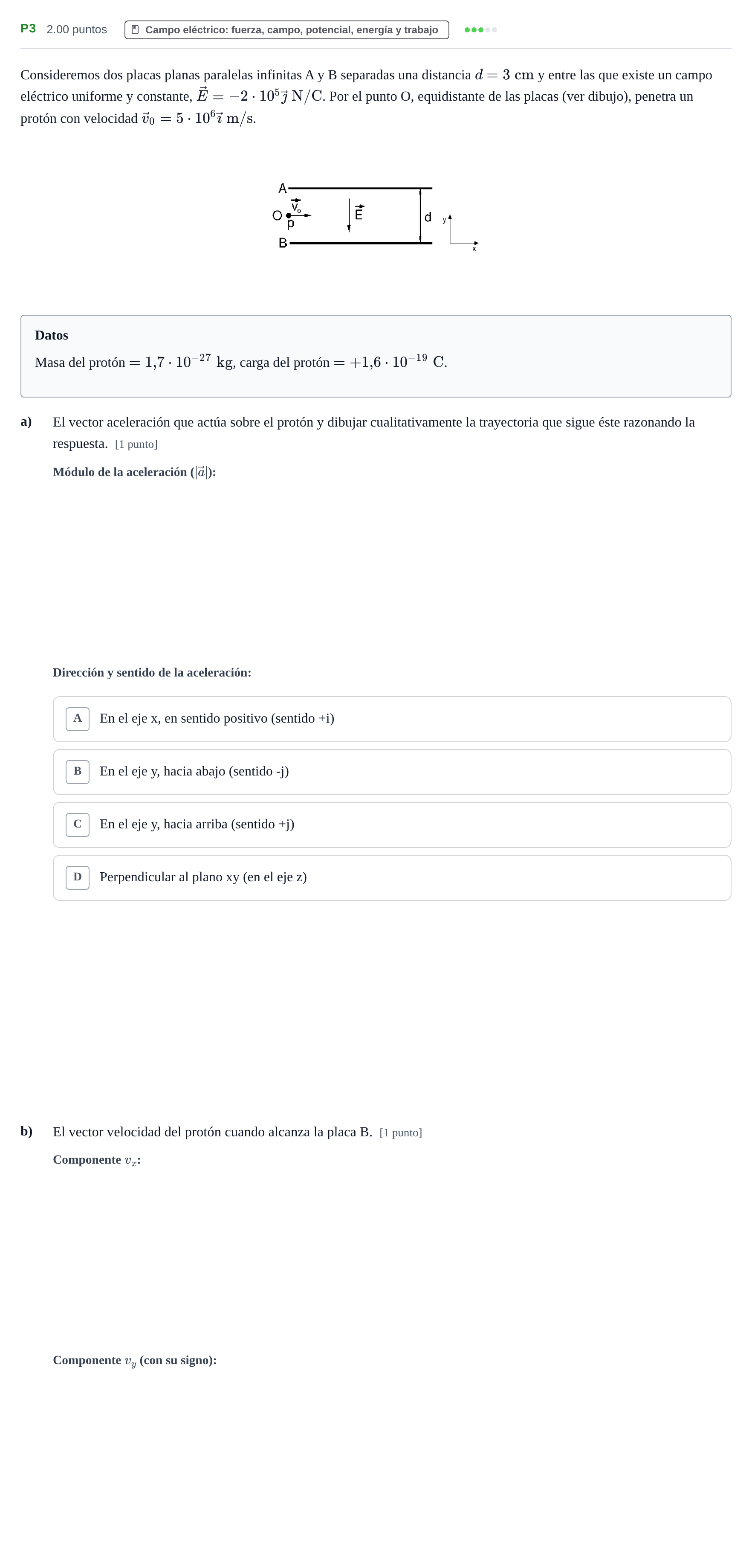 Enunciado: Ejercicio P3 - Campo eléctrico · Física PAU Murcia Ordinaria 2023