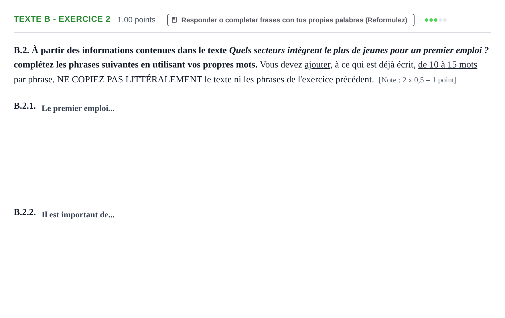 Enunciado: Ejercicio Texte B - Exercice 2 · Francés PAU Murcia Ordinaria 2023