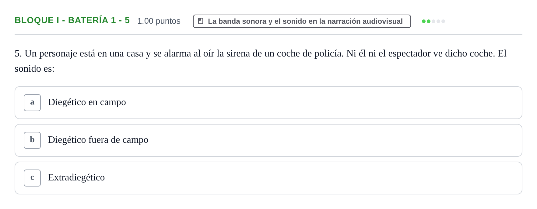 Enunciado: Bloque I - Batería 1 - 5 · Cultura Audiovisual II PAU Murcia Ordinaria 2023