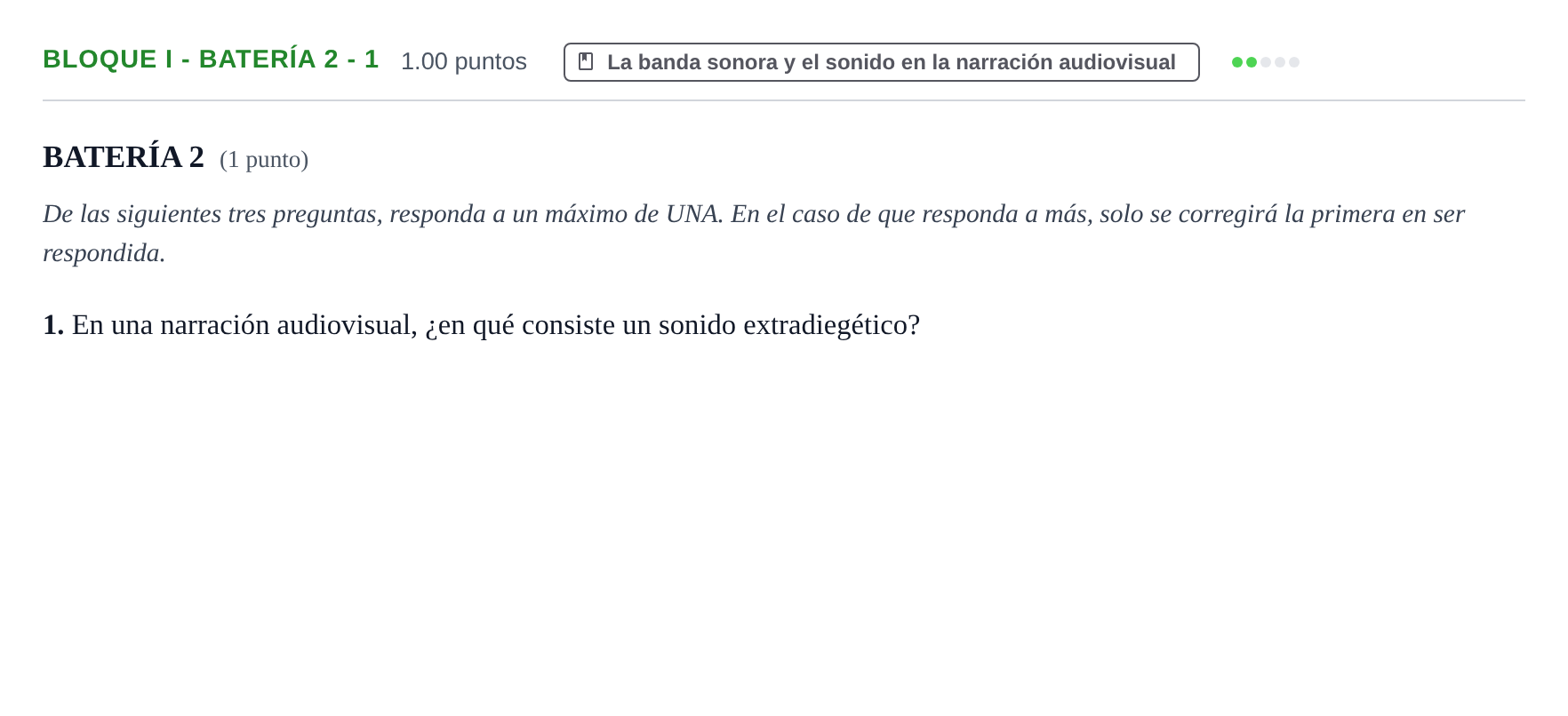 Enunciado: Bloque I - Batería 2 - 1 · Cultura Audiovisual II PAU Murcia Ordinaria 2023
