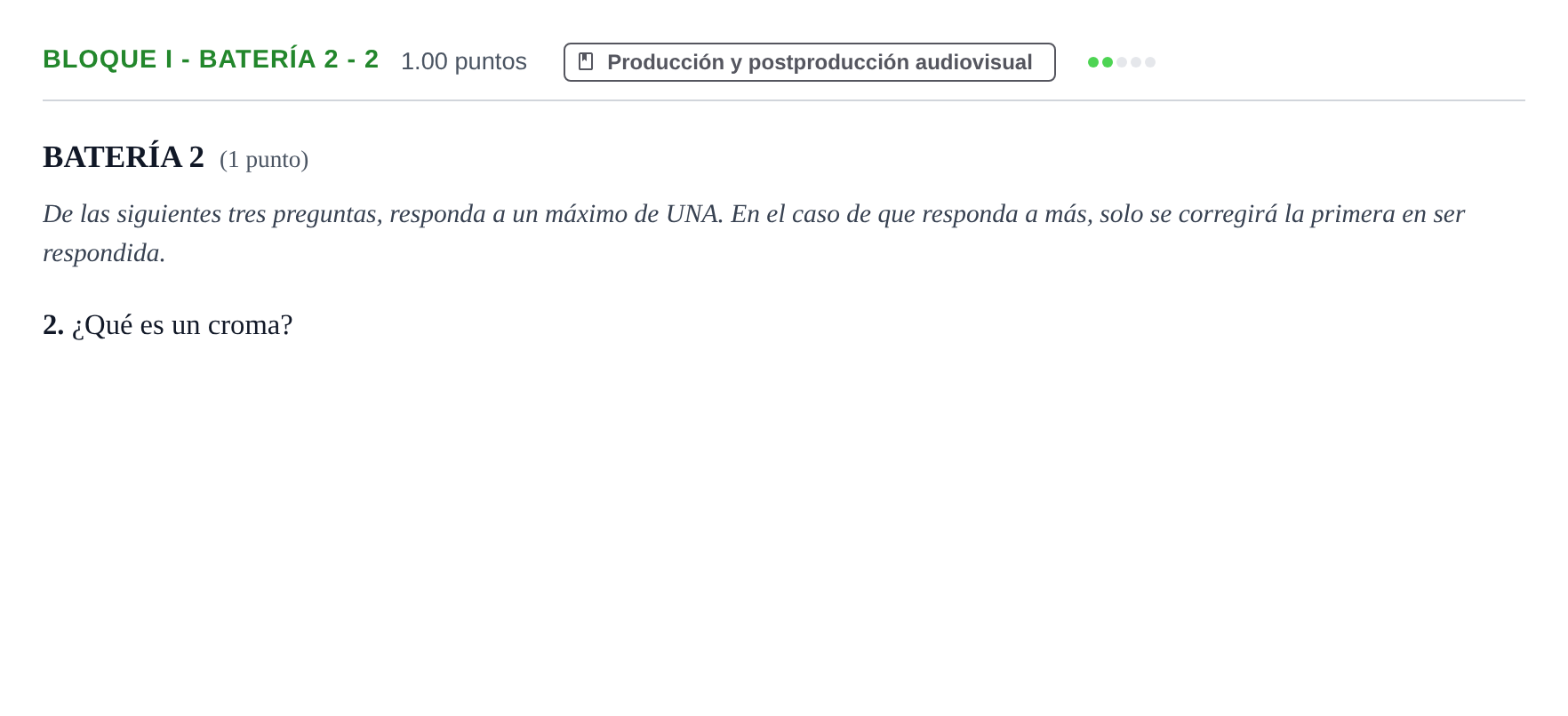 Enunciado: Bloque I - Batería 2 - 2 · Cultura Audiovisual II PAU Murcia Ordinaria 2023