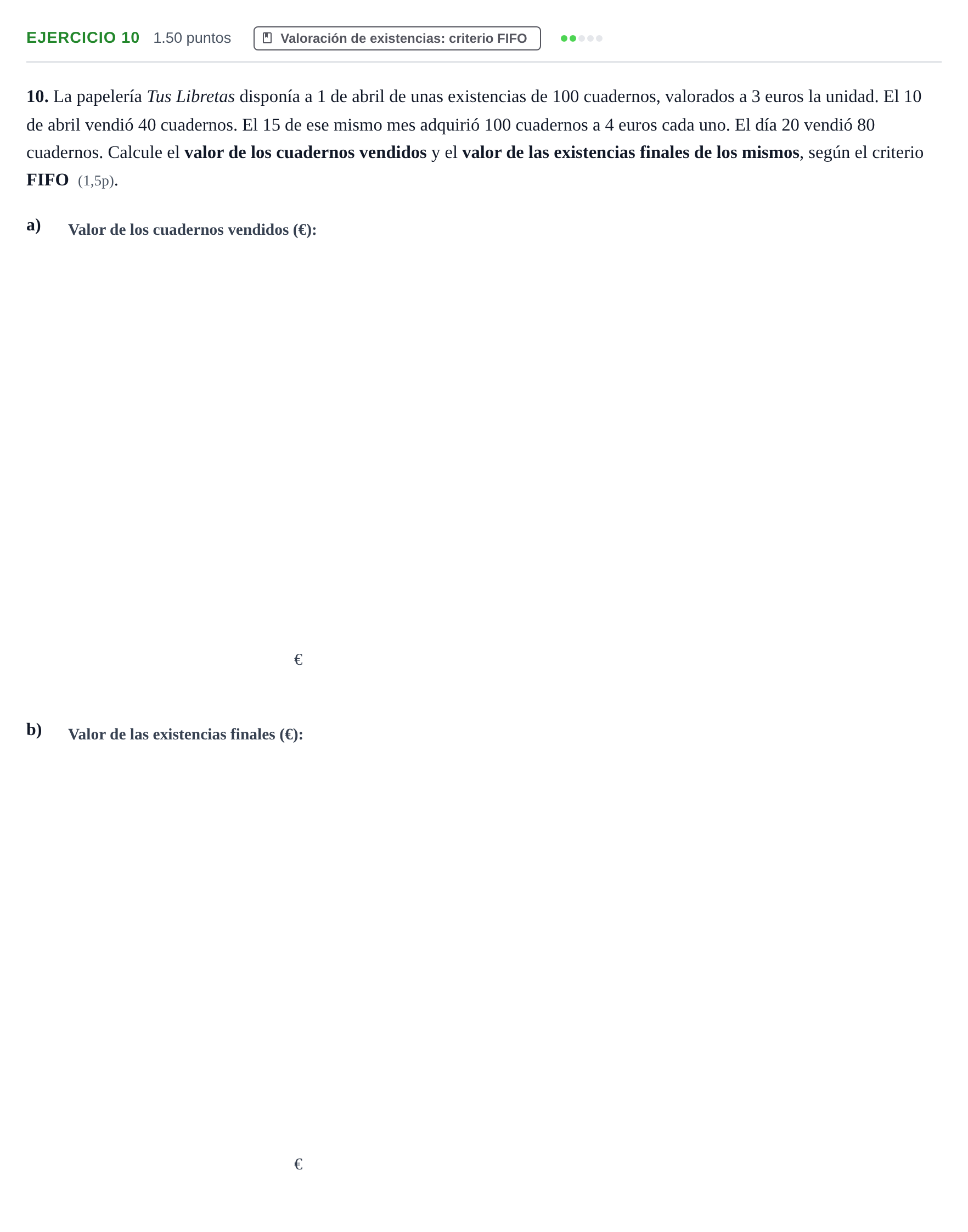 Enunciado: Problema 10 · Empresa y Diseño de Modelos de Negocio PAU Murcia Ordinaria 2023