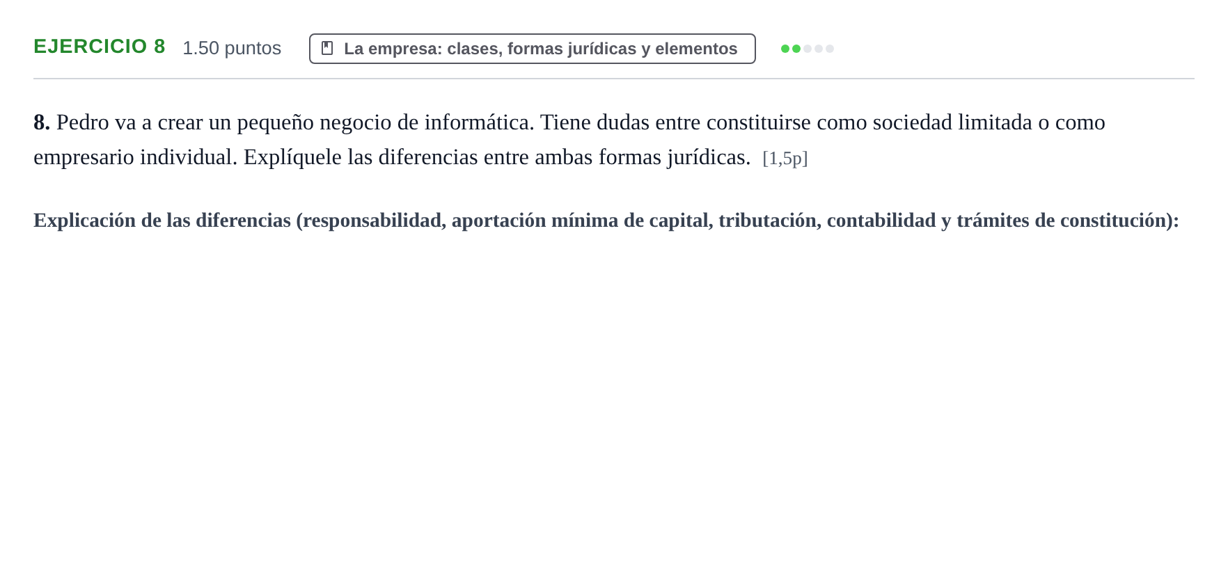 Enunciado: Problema 8 · Empresa y Diseño de Modelos de Negocio PAU Murcia Ordinaria 2023