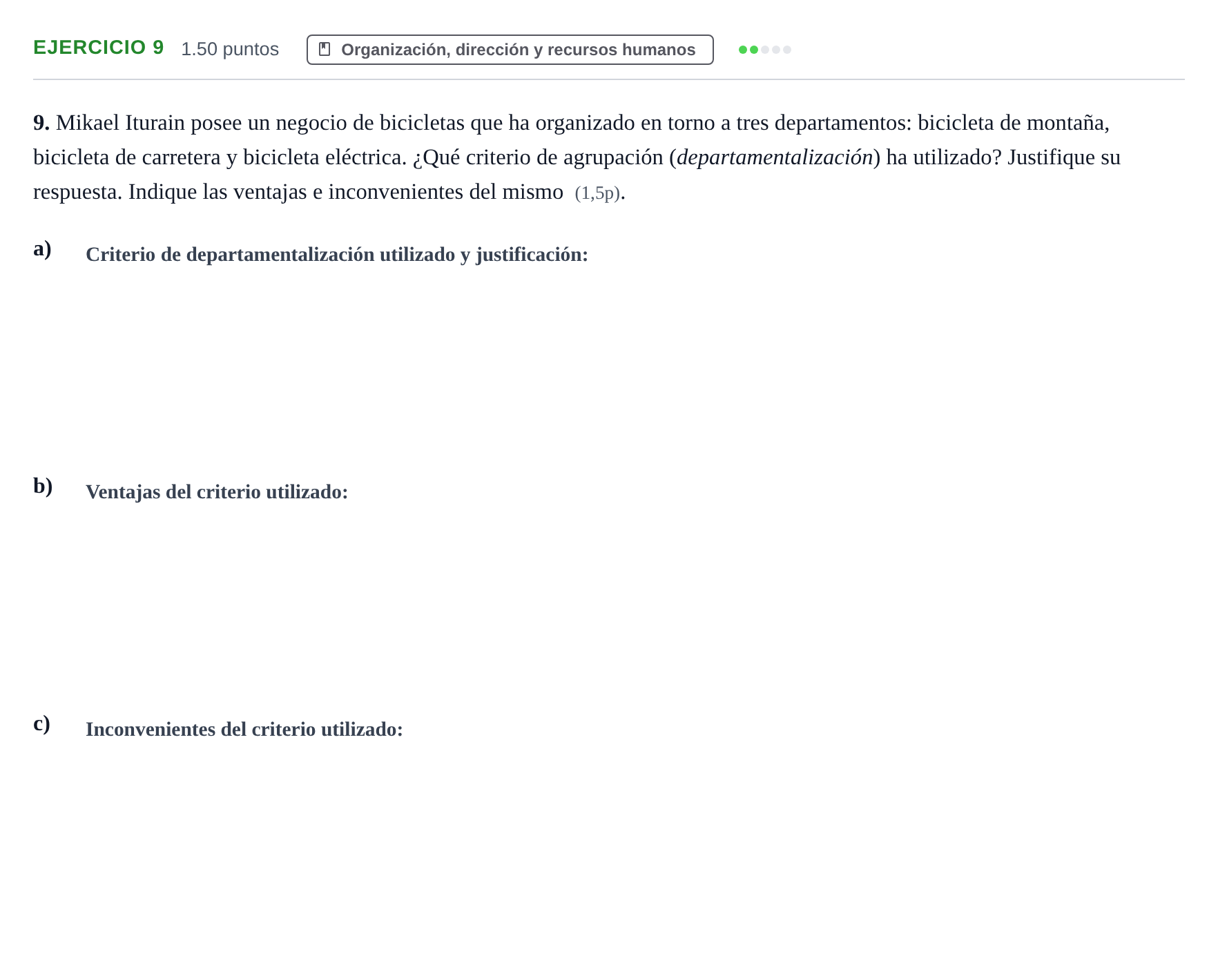 Enunciado: Problema 9 · Empresa y Diseño de Modelos de Negocio PAU Murcia Ordinaria 2023