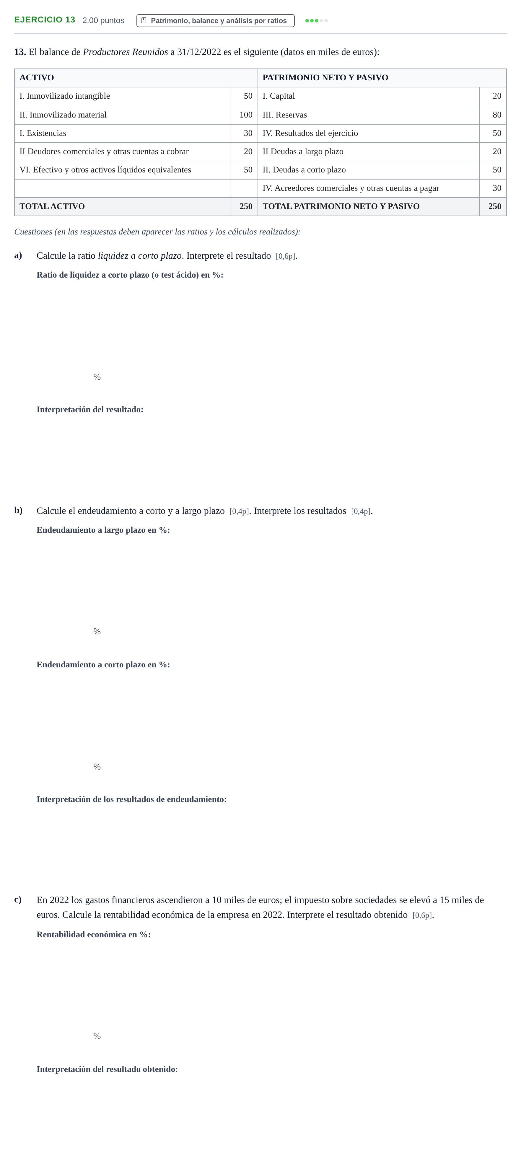 Enunciado: Problema 13 · Empresa y Diseño de Modelos de Negocio PAU Murcia Ordinaria 2023
