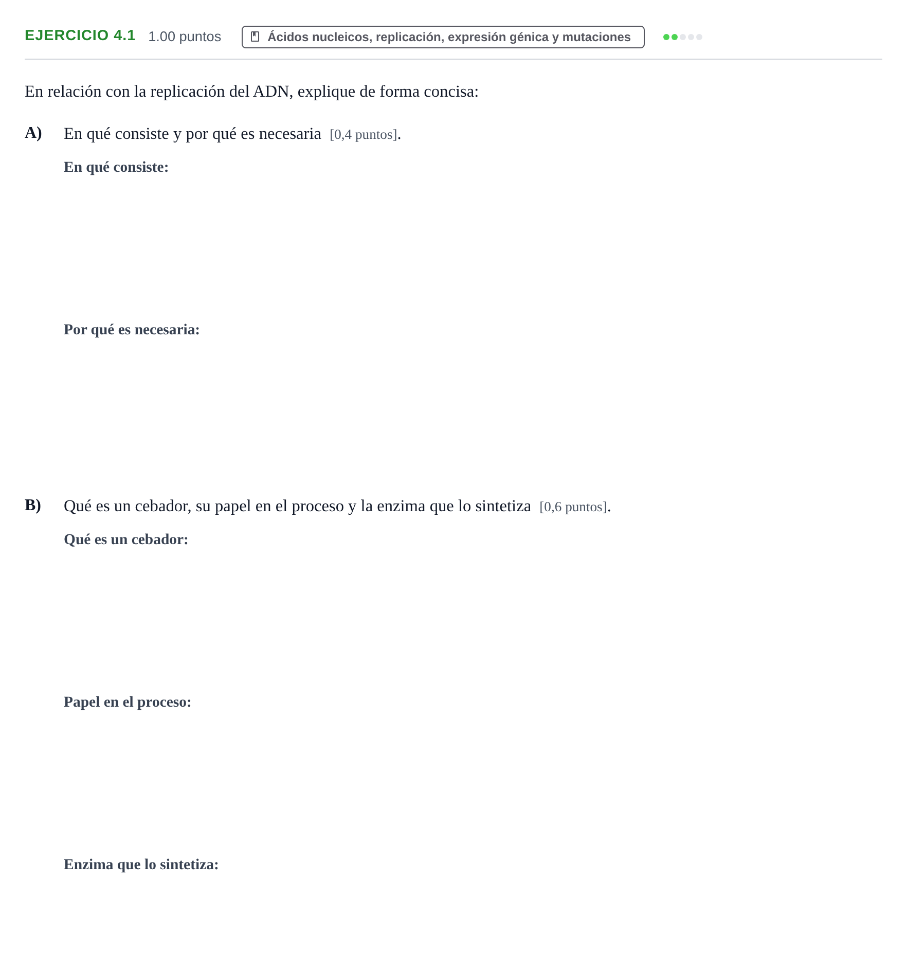 Enunciado: Ejercicio 4.1 · Biología PAU Murcia Ordinaria 2023