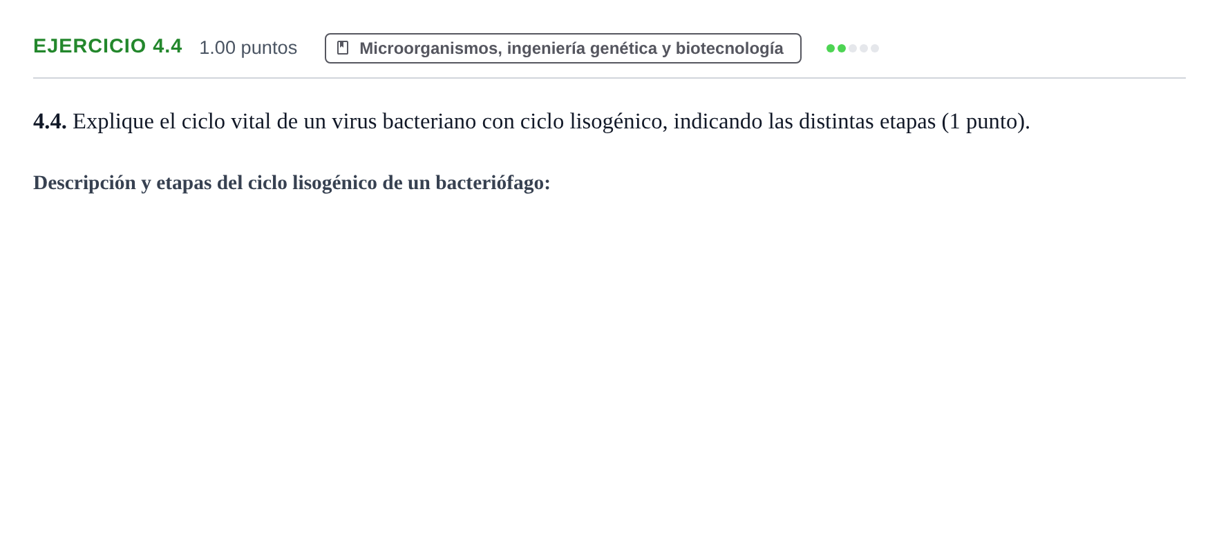 Enunciado: Ejercicio 4.4 · Biología PAU Murcia Ordinaria 2023