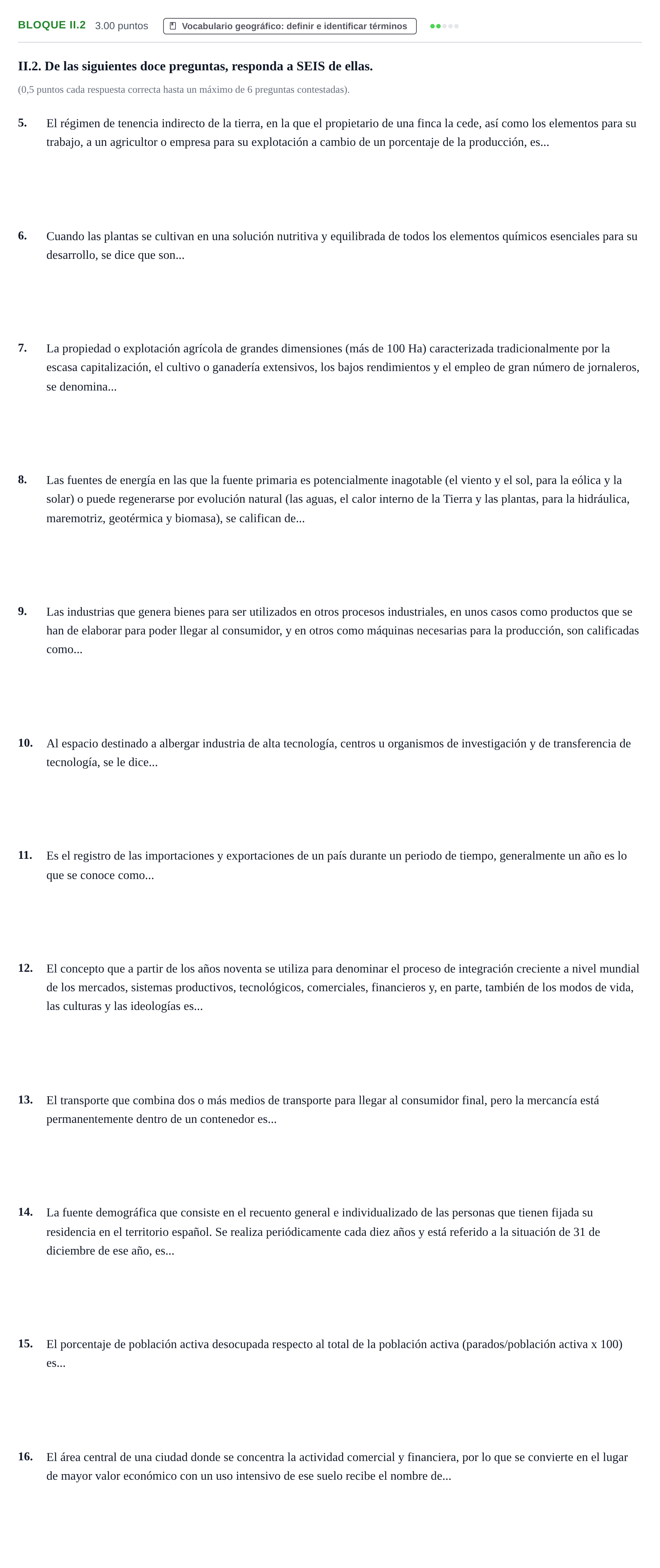 Enunciado: Bloque II.2 · Geografía PAU Murcia Ordinaria 2023