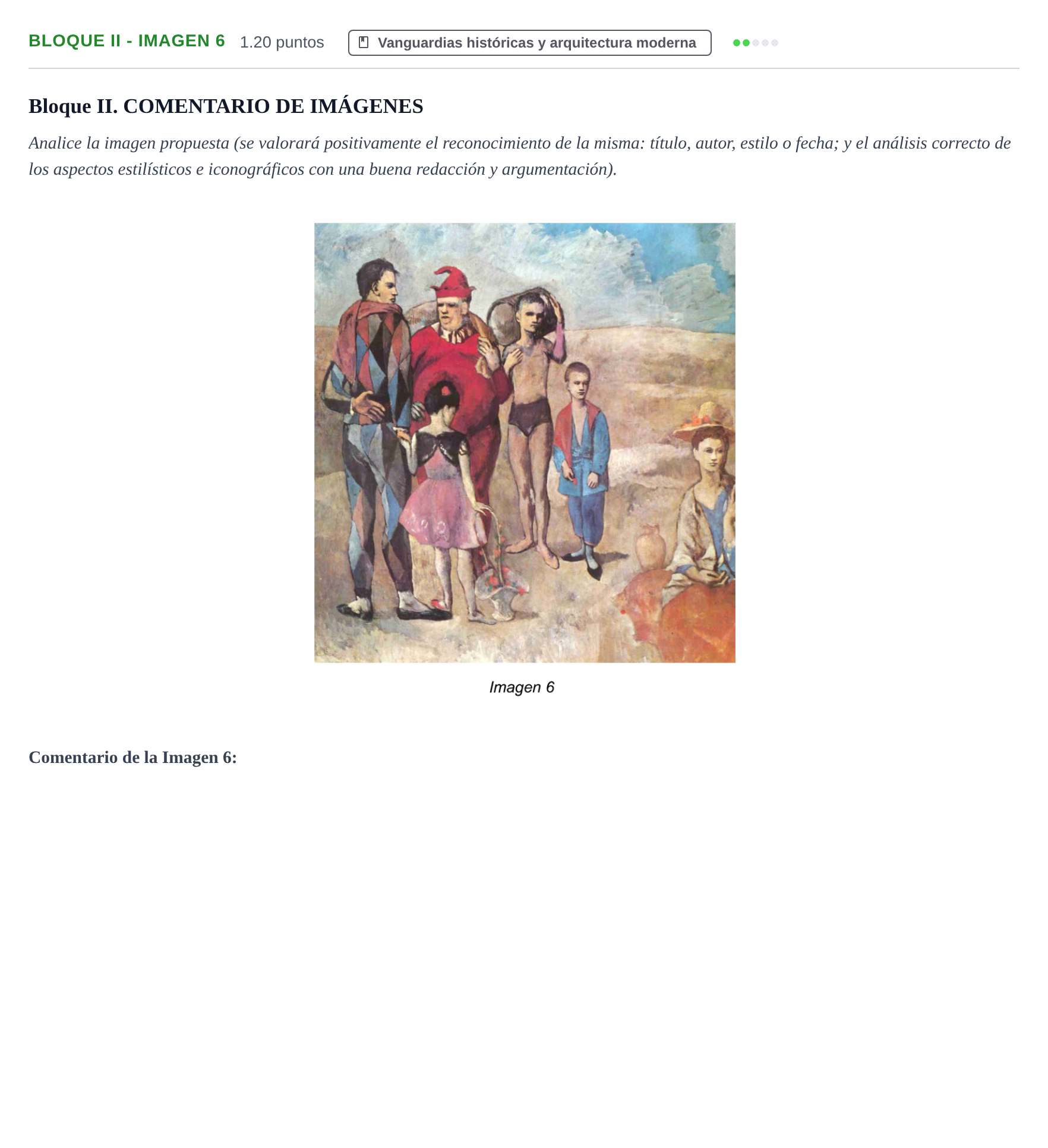 Enunciado: Bloque II - Imagen 6 · Fundamentos Artísticos PAU Murcia Ordinaria 2023