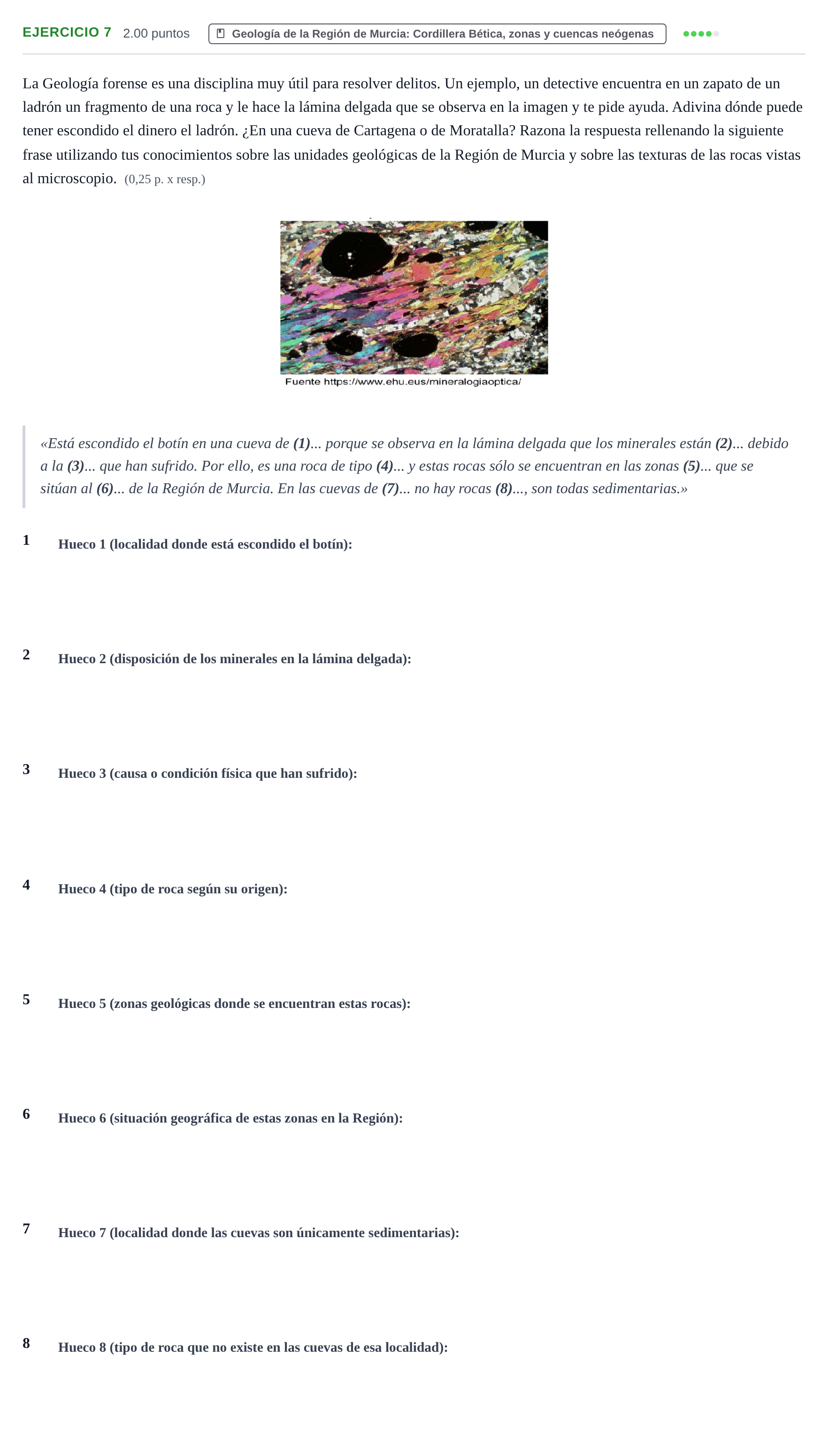 Enunciado: Problema 7 · Geología y Ciencias Ambientales PAU Murcia Ordinaria 2023