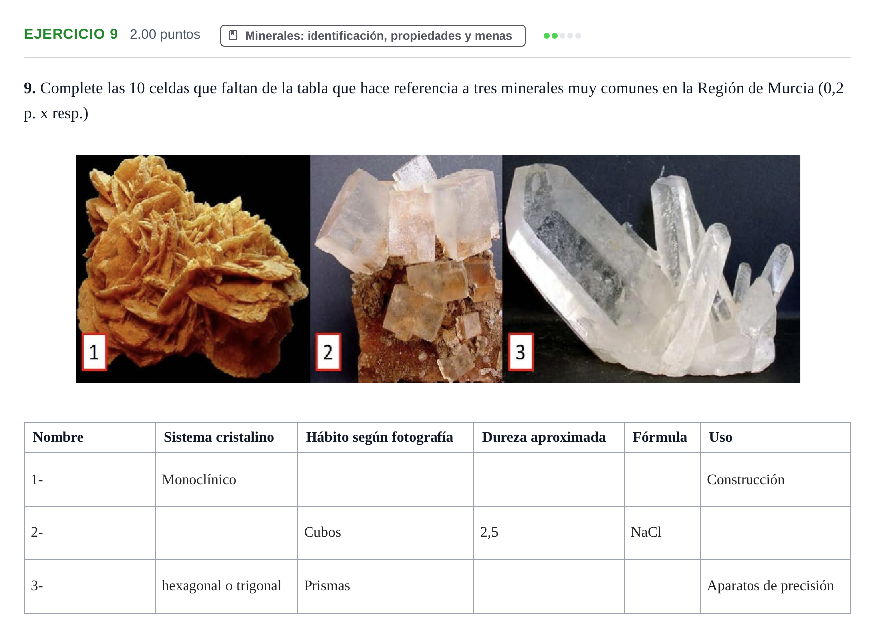 Enunciado: Problema 9 · Geología y Ciencias Ambientales PAU Murcia Ordinaria 2023