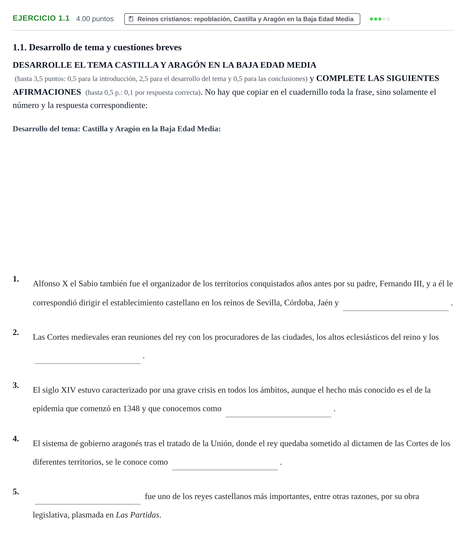 Enunciado: Ejercicio 1.1 · Historia de España PAU Murcia Ordinaria 2023