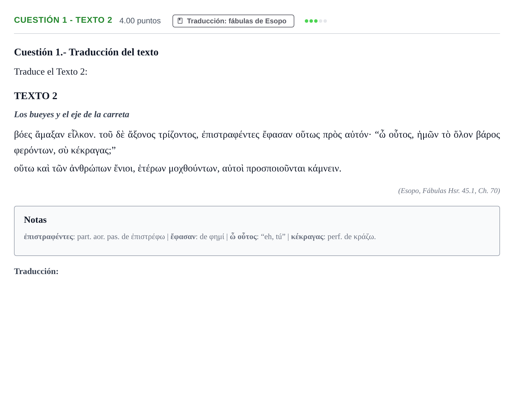 Enunciado: Cuestión 1 - Texto 2 · Griego II PAU Murcia Ordinaria 2023