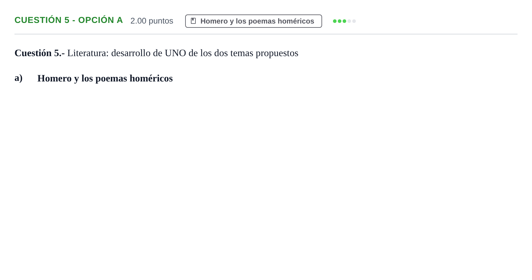 Enunciado: Cuestión 5 - Opción a · Griego II PAU Murcia Ordinaria 2023