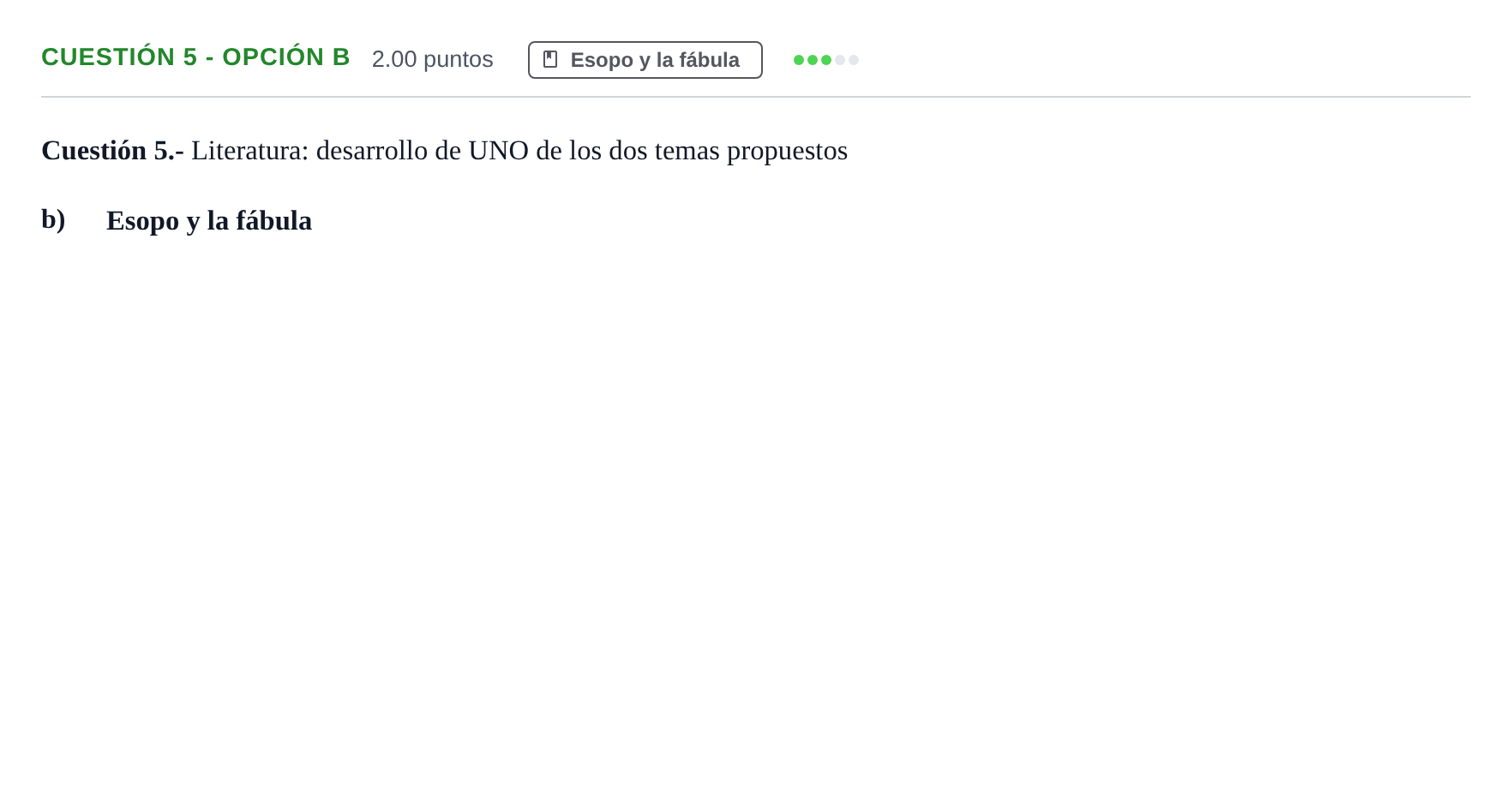 Enunciado: Cuestión 5 - Opción b · Griego II PAU Murcia Ordinaria 2023