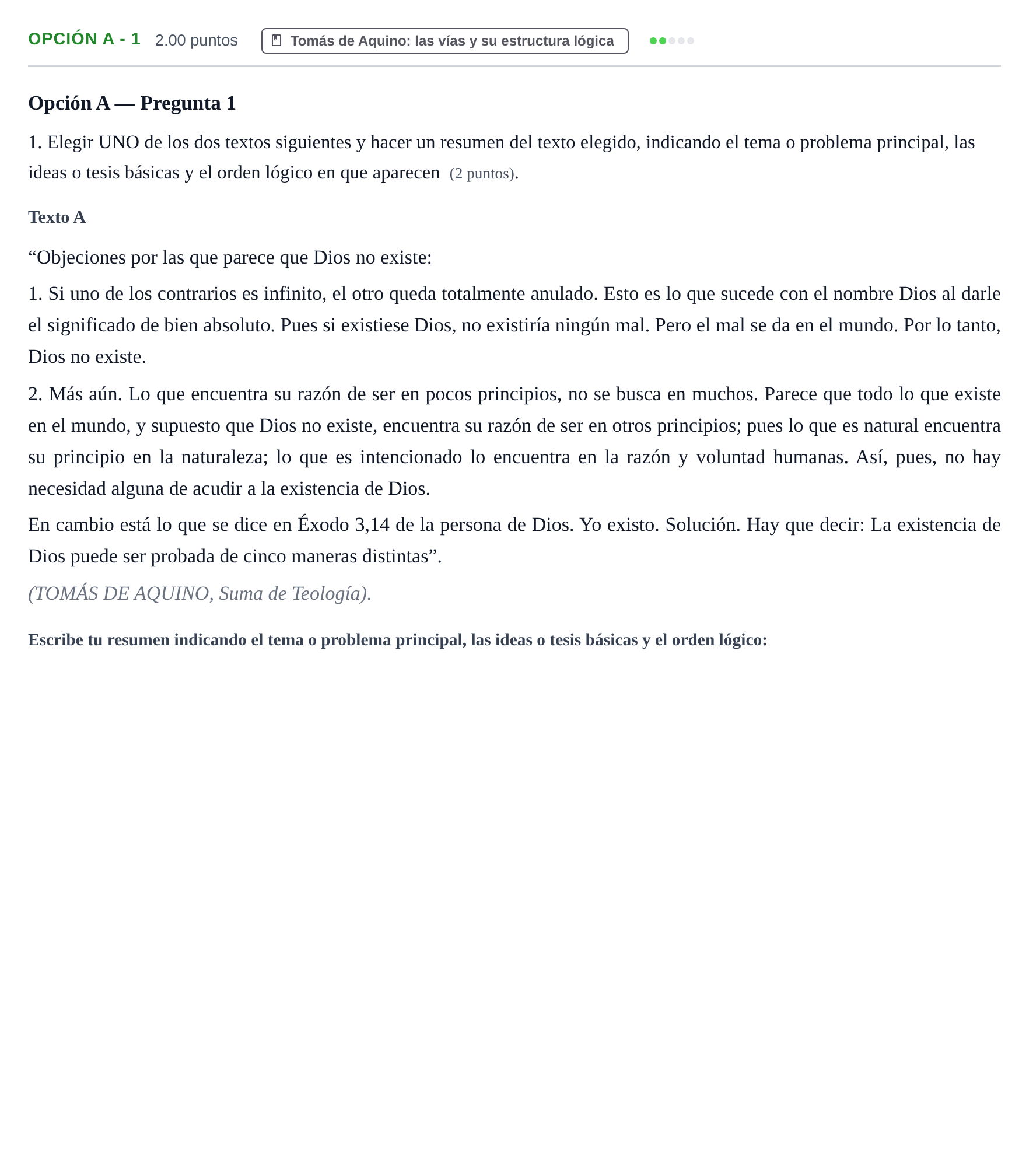 Enunciado: Opción A - 1 · Historia de la Filosofía PAU Murcia Ordinaria 2023