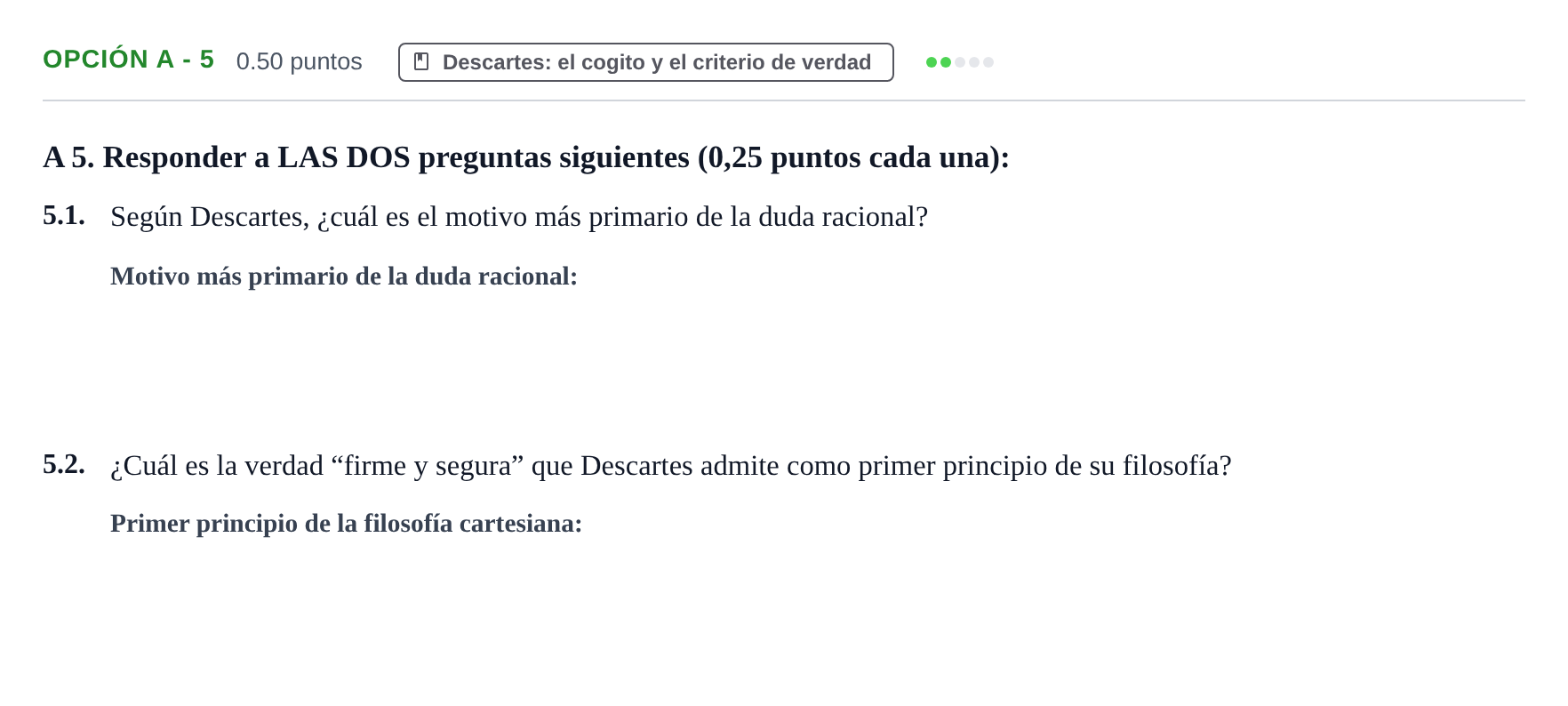 Enunciado: Opción A - 5 · Historia de la Filosofía PAU Murcia Ordinaria 2023