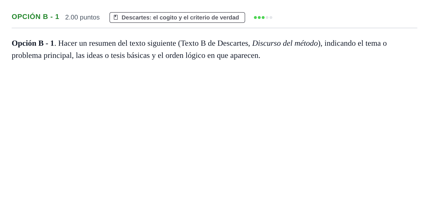 Enunciado: Opción B - 1 · Historia de la Filosofía PAU Murcia Ordinaria 2023