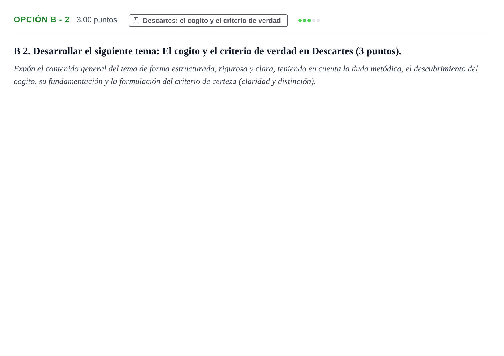 Enunciado: Opción B - 2 · Historia de la Filosofía PAU Murcia Ordinaria 2023