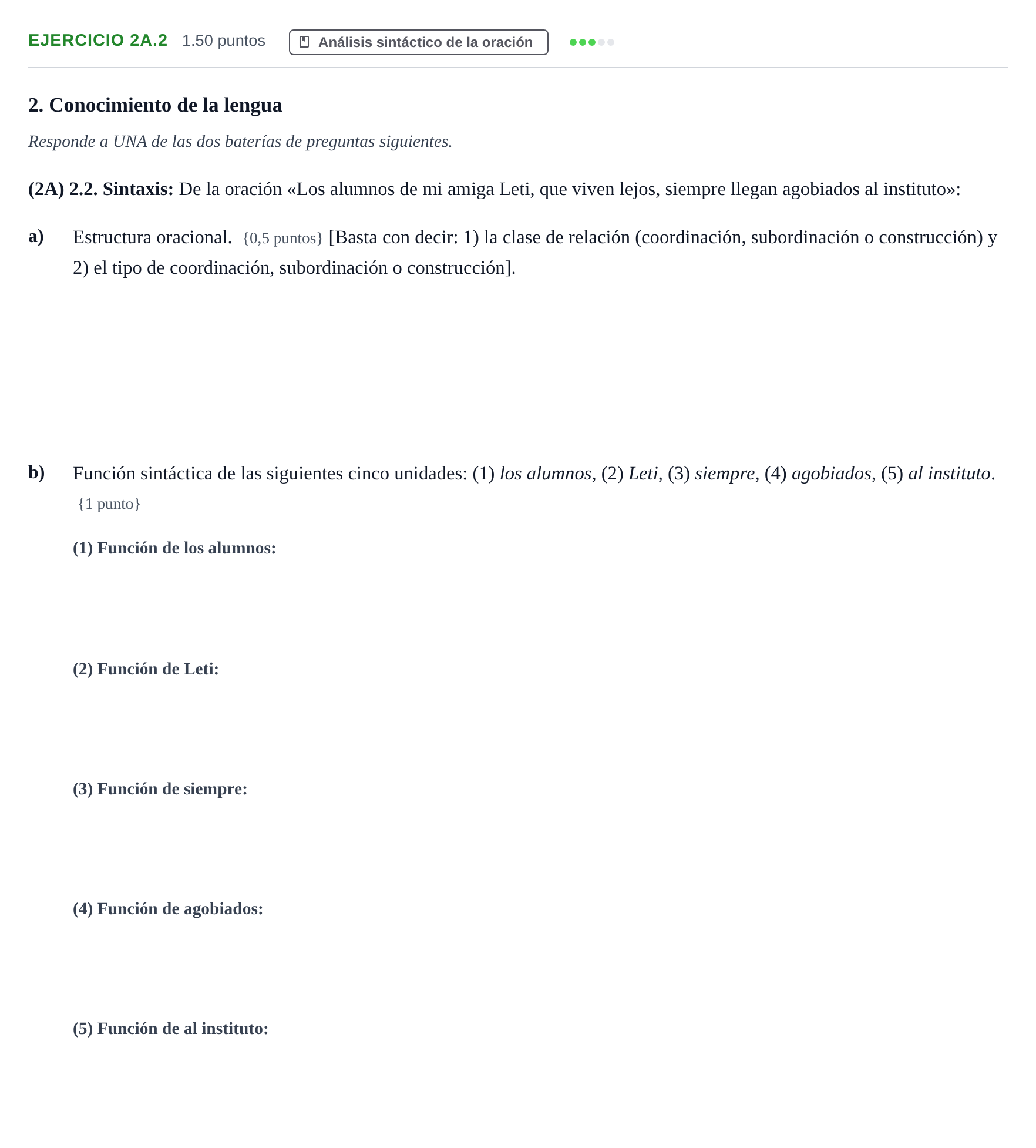 Enunciado: Ejercicio 2A.2 · Lengua Castellana y Literatura II PAU Murcia Ordinaria 2023