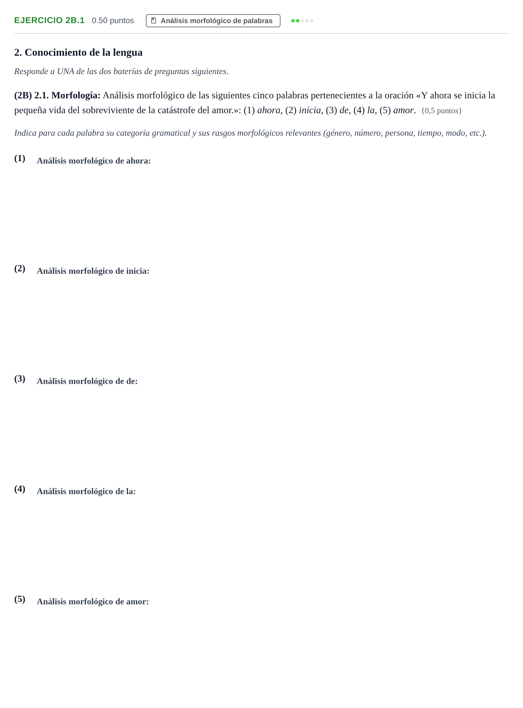 Enunciado: Ejercicio 2B.1 · Lengua Castellana y Literatura II PAU Murcia Ordinaria 2023
