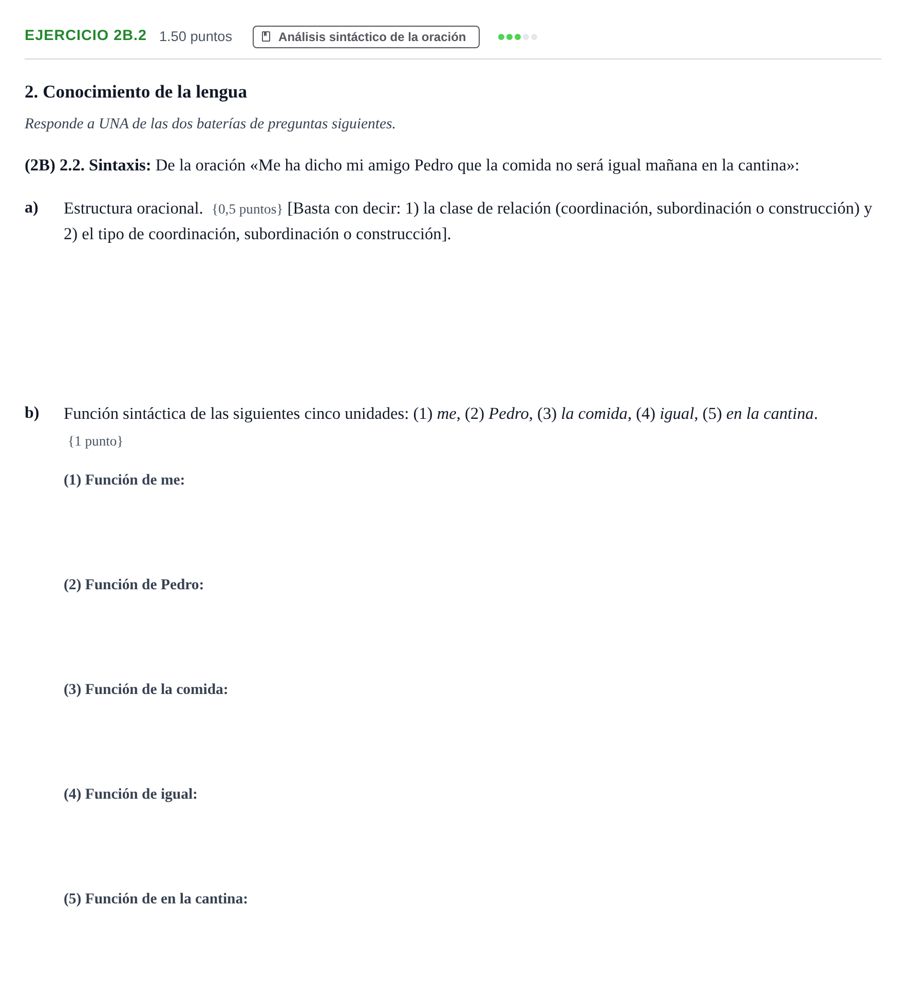 Enunciado: Ejercicio 2B.2 · Lengua Castellana y Literatura II PAU Murcia Ordinaria 2023