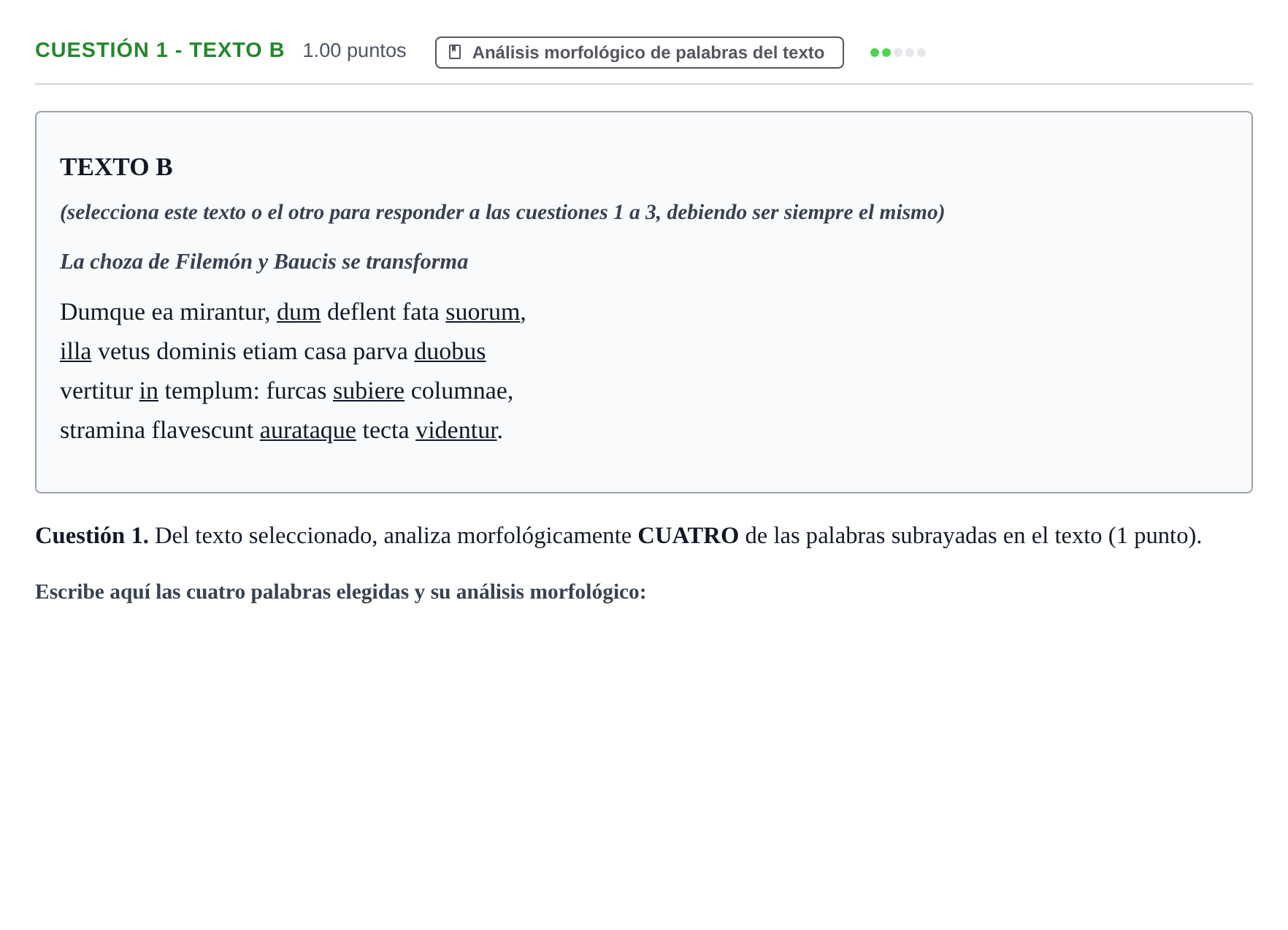 Enunciado: Cuestión 1 - Texto B · Latín II PAU Murcia Ordinaria 2023