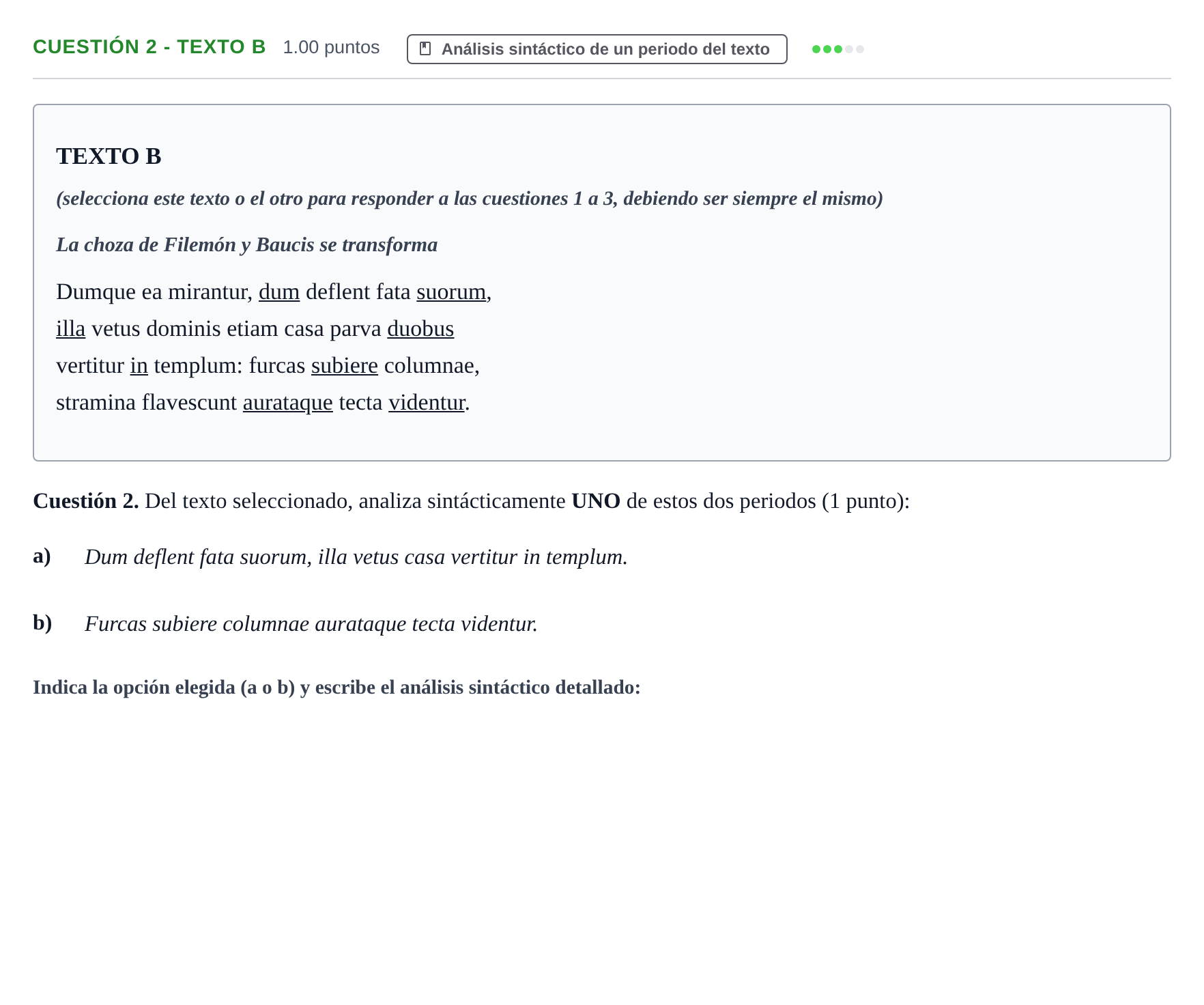 Enunciado: Cuestión 2 - Texto B · Latín II PAU Murcia Ordinaria 2023