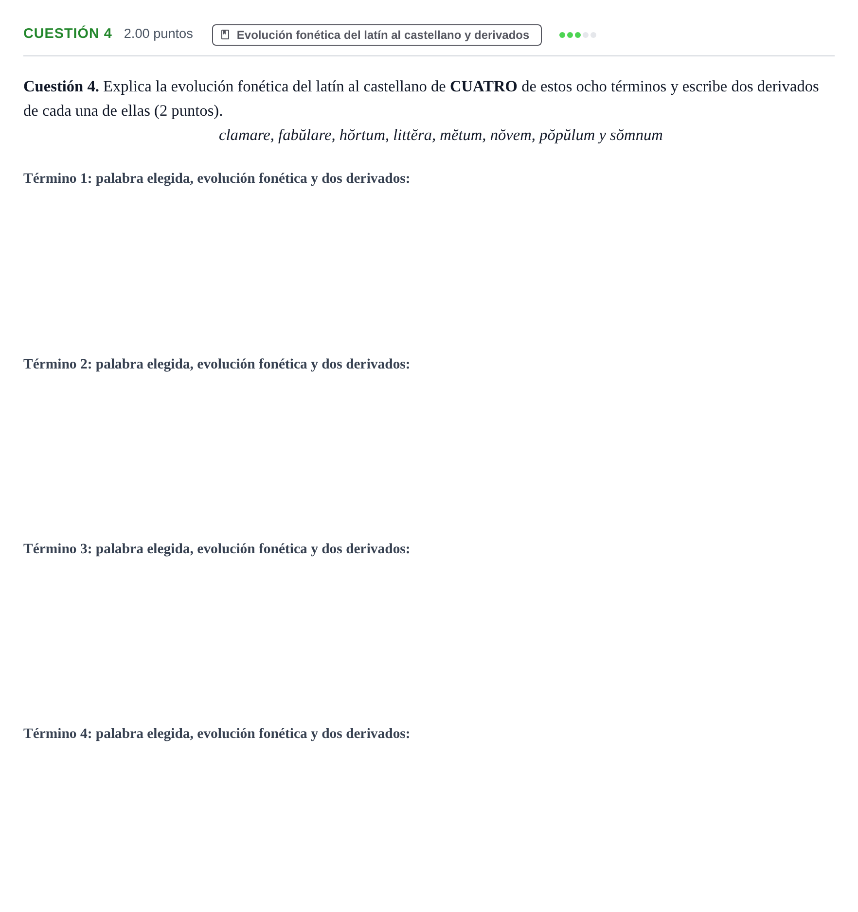 Enunciado: Cuestión 4 · Latín II PAU Murcia Ordinaria 2023