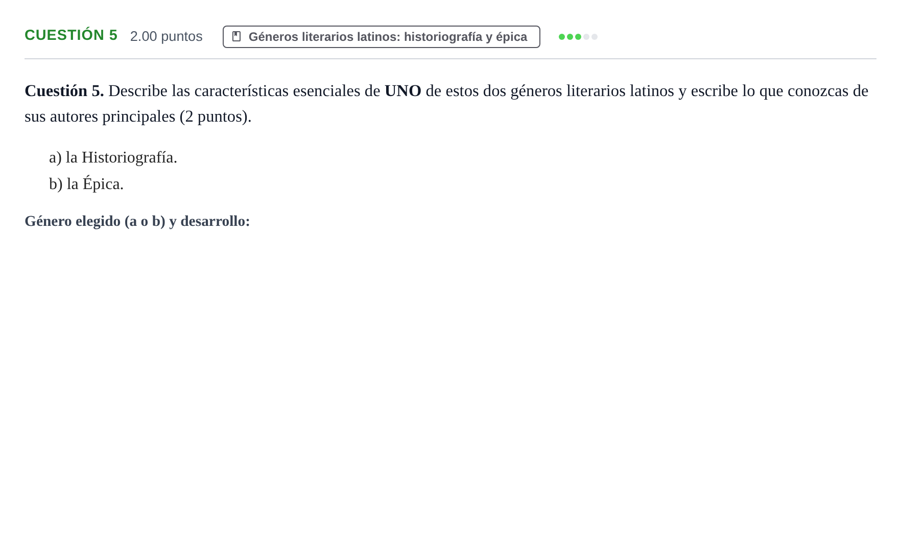 Enunciado: Cuestión 5 · Latín II PAU Murcia Ordinaria 2023